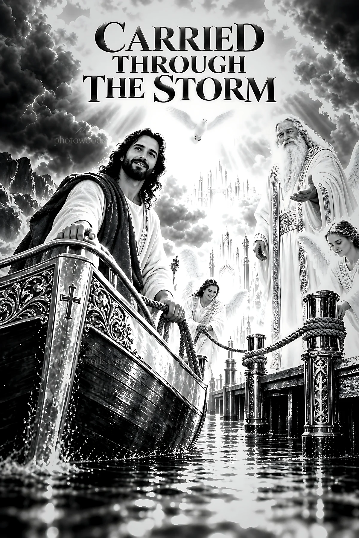 Carried through the storm - AI-generated stock image