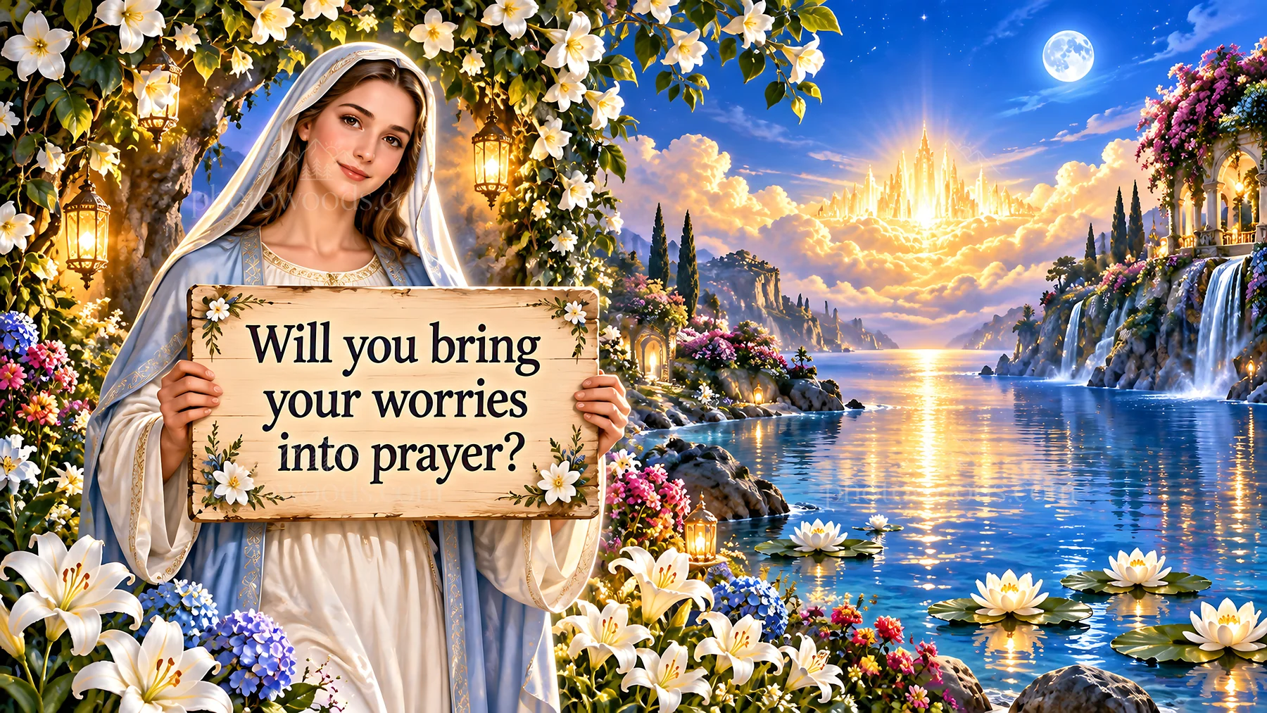 Jesus Christ invites you to bring your worries into prayer - AI-generated stock image