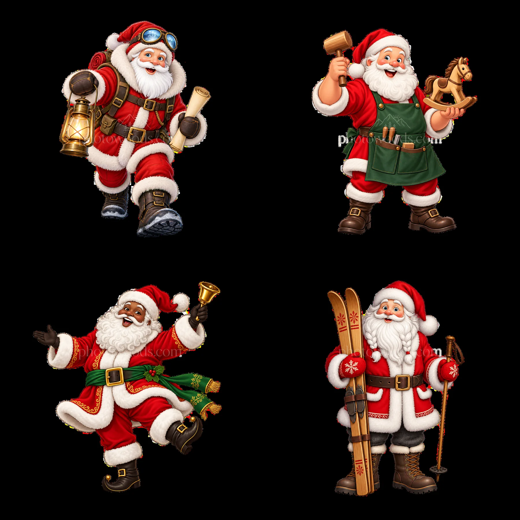 Four cartoon figure stickers in a square arrangement - AI-generated stock image