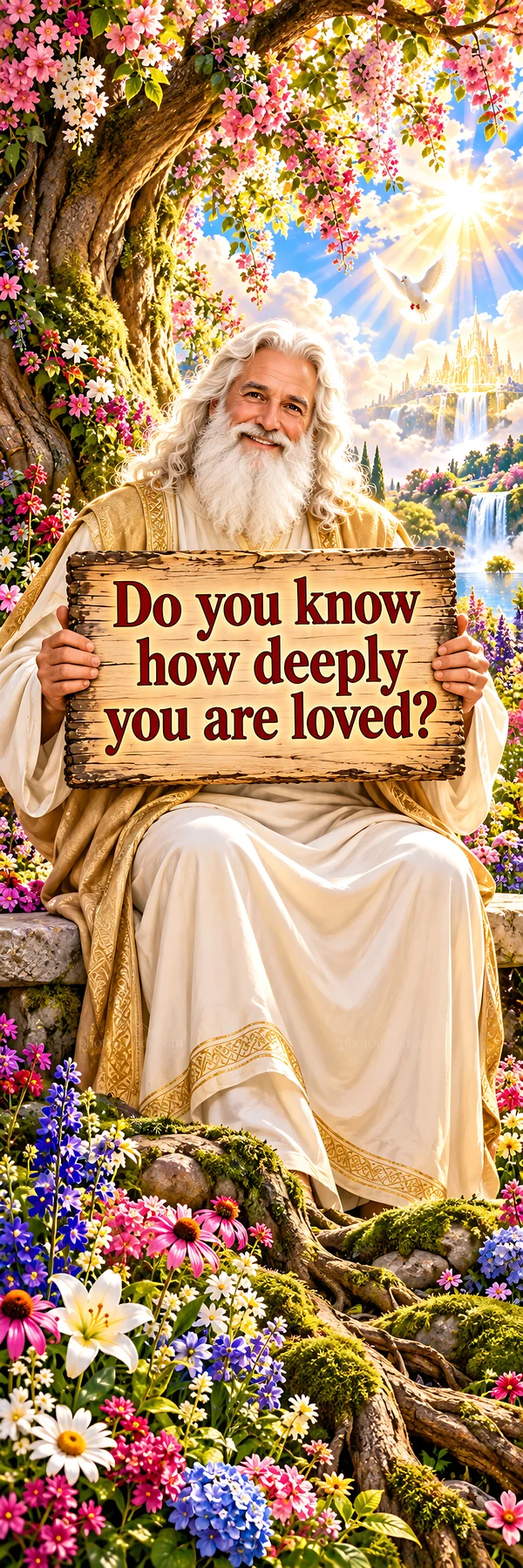 Jesus Christ welcomes with a message of love - AI-generated stock image