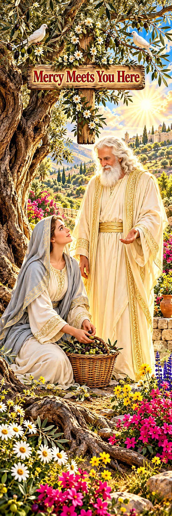 Jesus Christ teaching a woman in a garden setting - AI-generated stock image