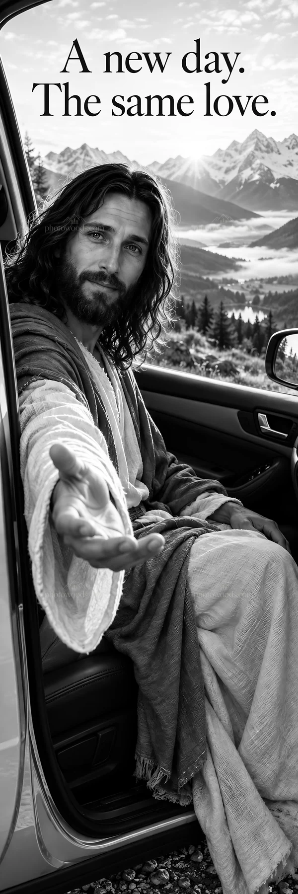 Jesus Christ offering comfort in a modern setting - AI-generated stock image