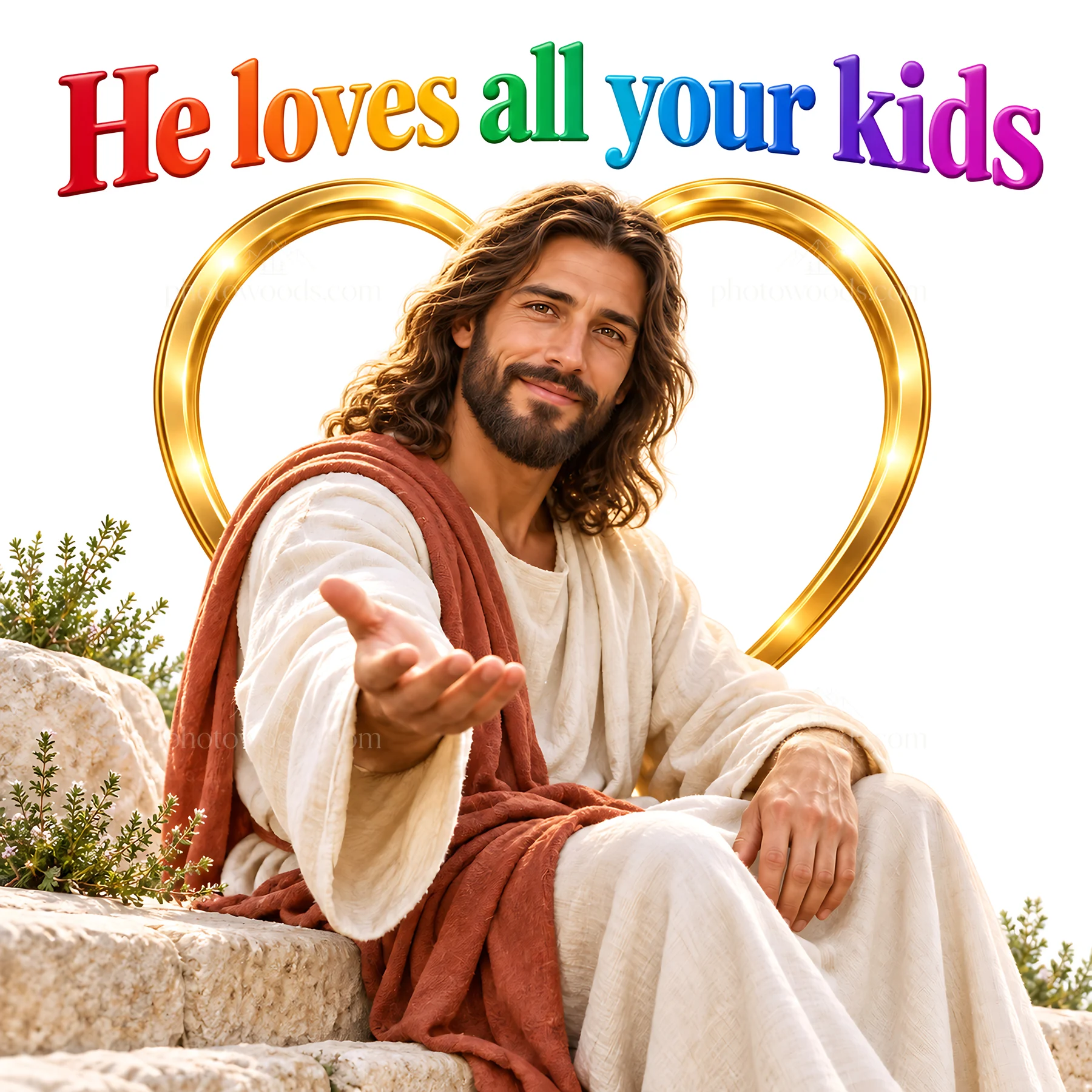 Jesus Christ welcoming all with love for children - AI-generated stock image