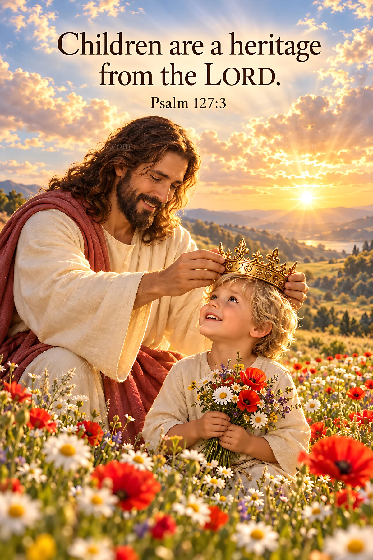 Chosen among wildflowers - AI-generated stock image