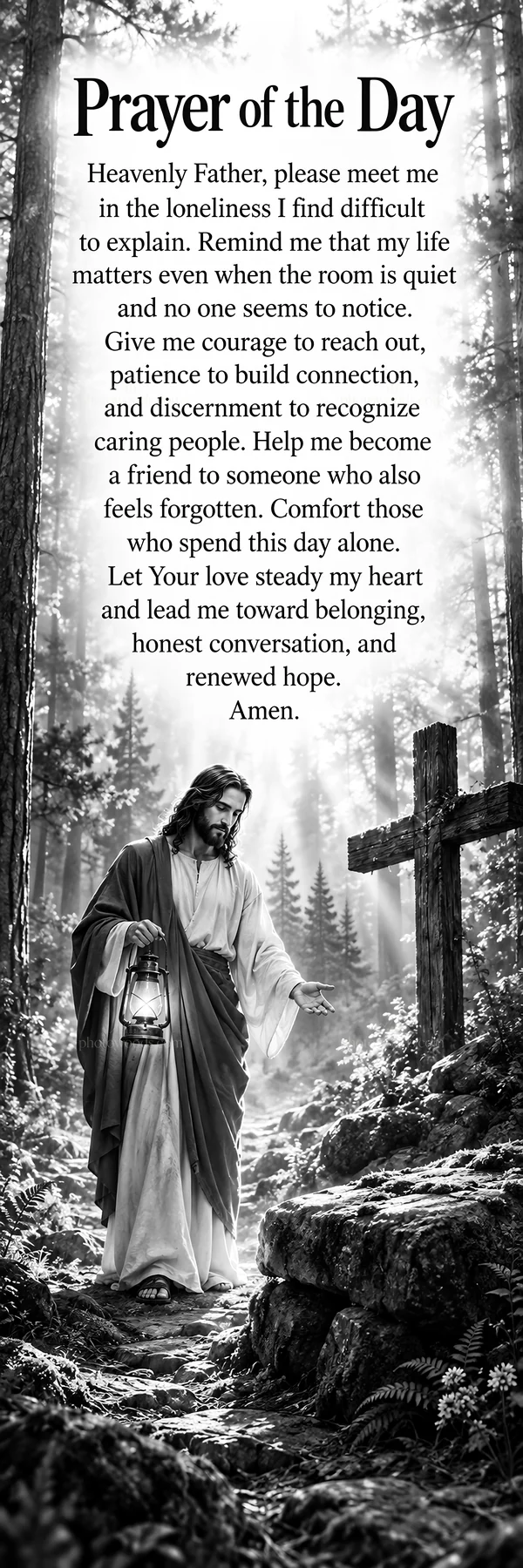 Jesus Christ praying for connection and comfort - AI-generated stock image