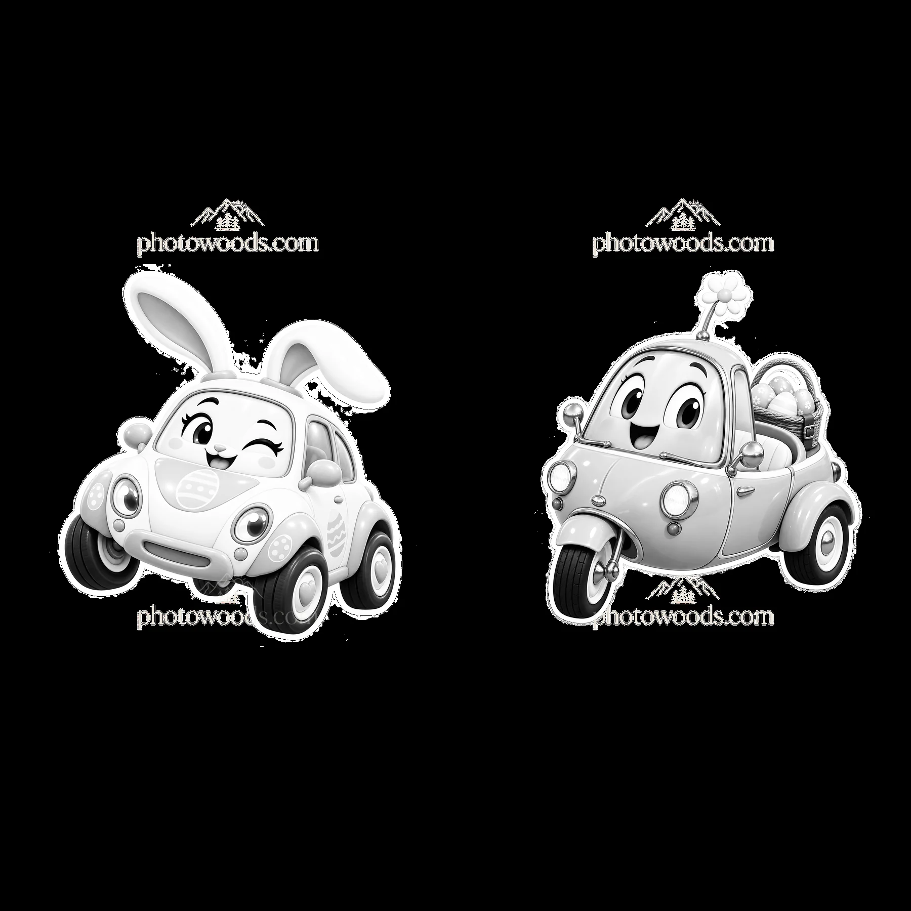 Easter bunny cars celebrating spring in a cheerful design - AI-generated stock image