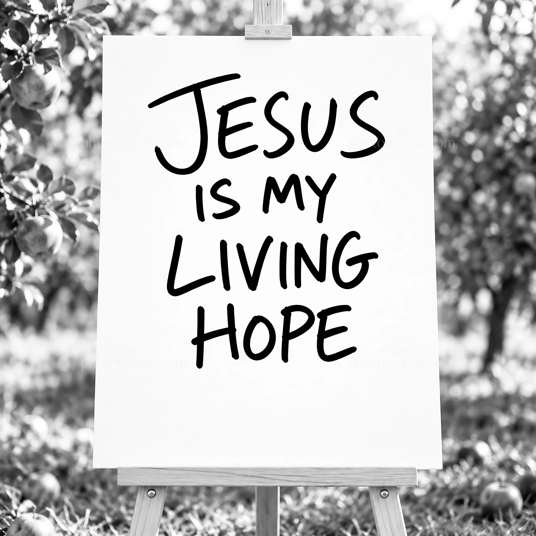 Jesus Christ is my living hope in a garden - AI-generated stock image