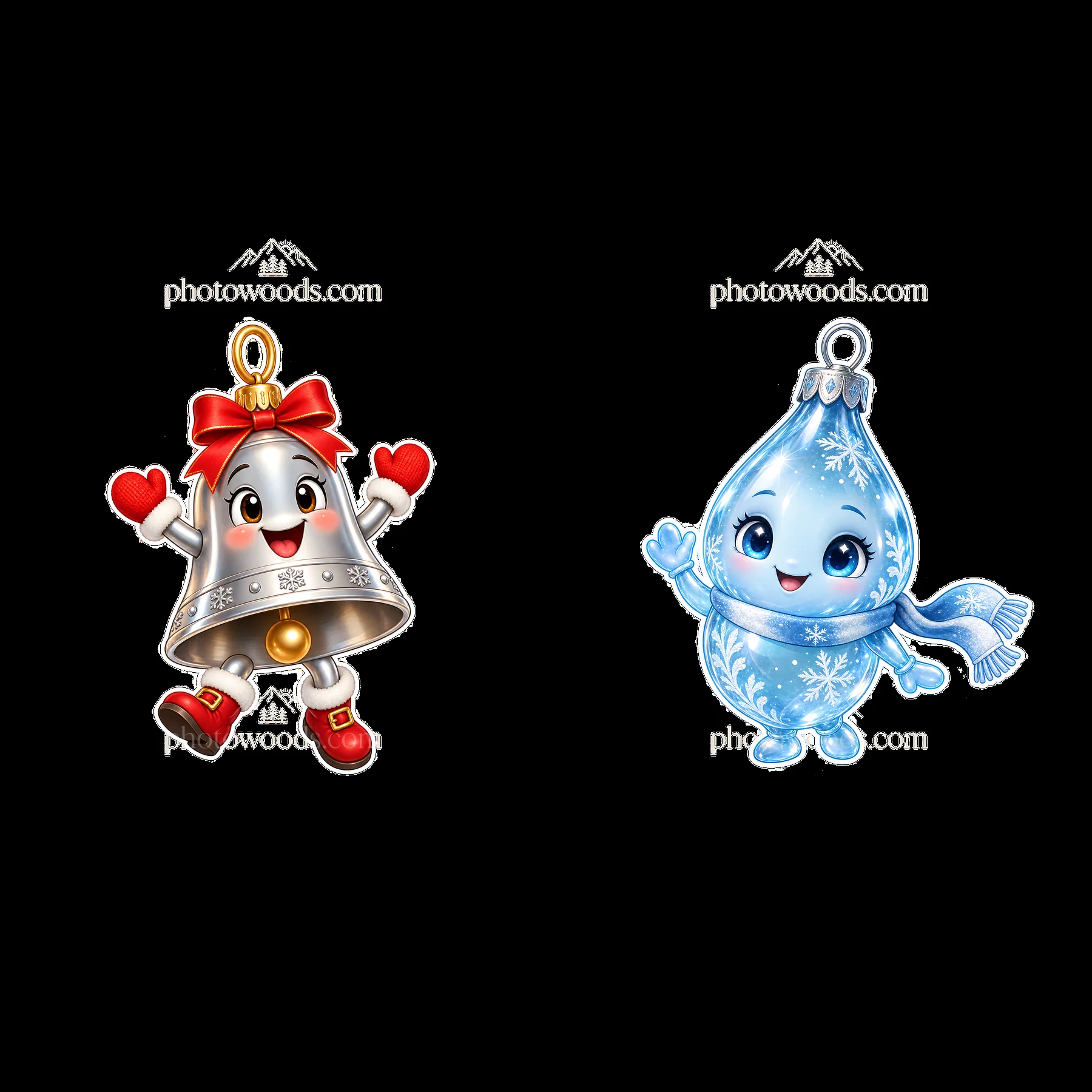 Two isolated cartoon figure stickers - AI-generated stock image