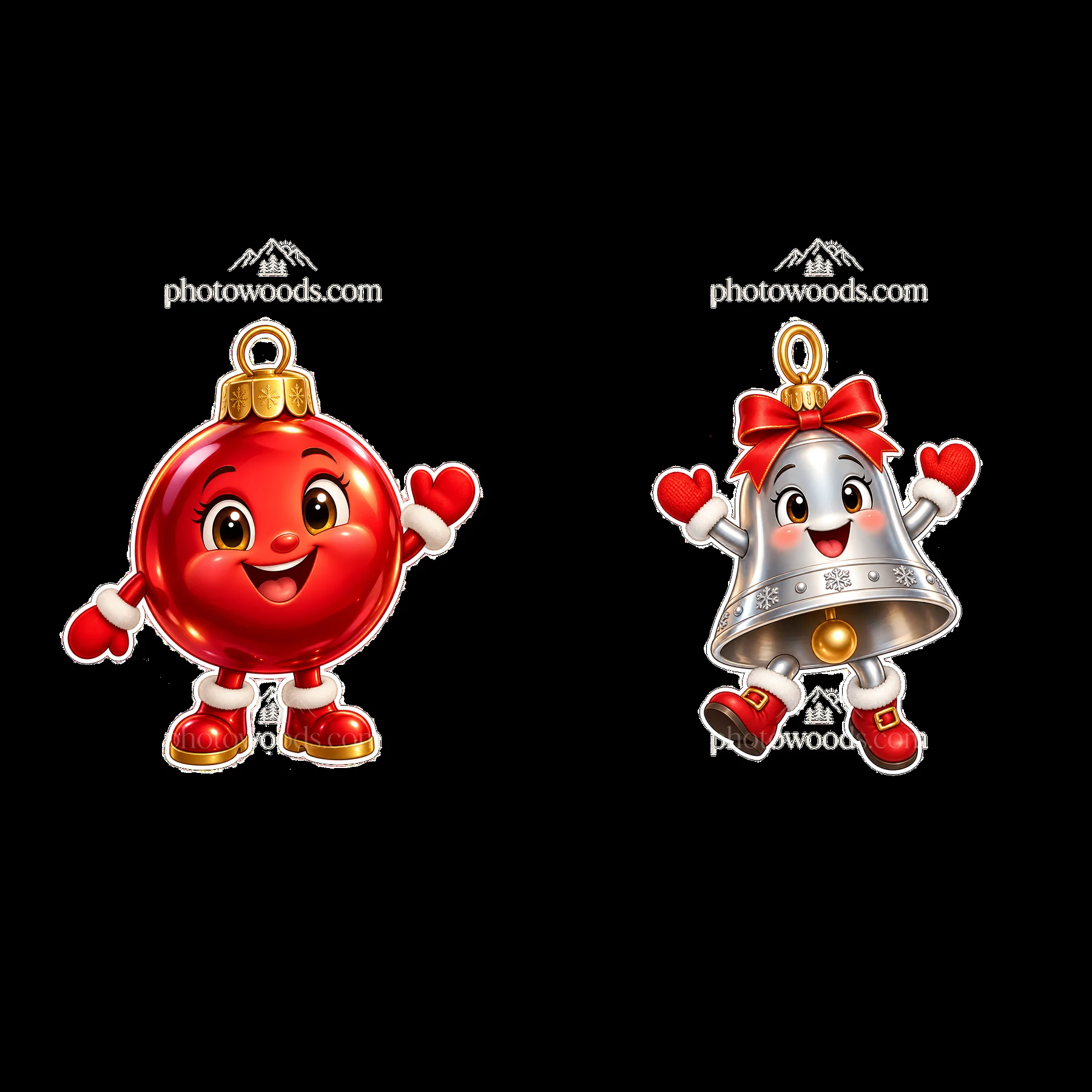 Two isolated cartoon figure stickers - AI-generated stock image