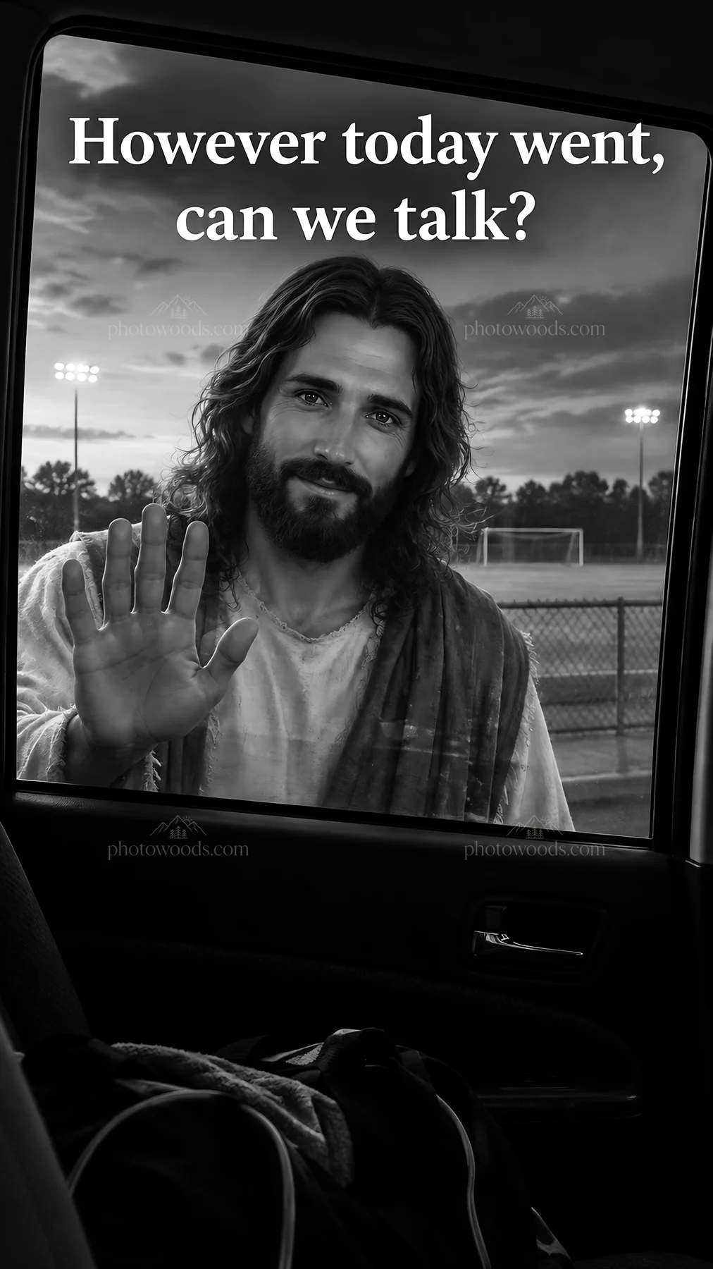 Jesus Christ reaching out to offer support - AI-generated stock image