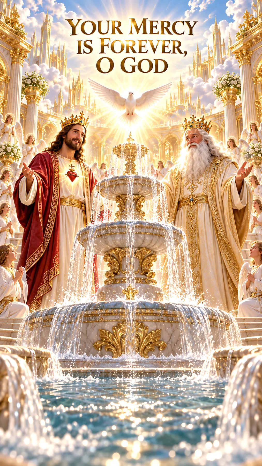 Jesus Christ welcomes God in a scene of divine mercy - AI-generated stock image