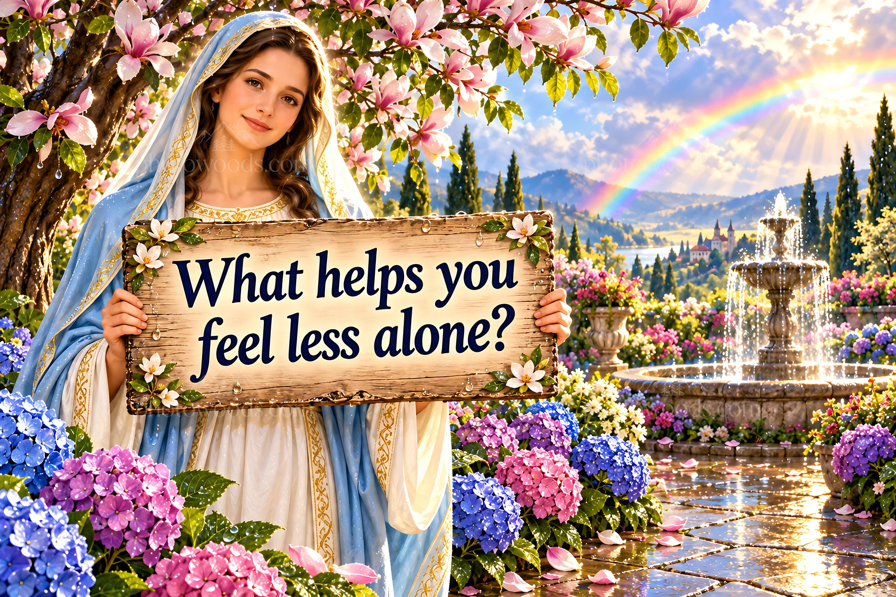 Jesus Christ asking what helps you feel less alone - AI-generated stock image
