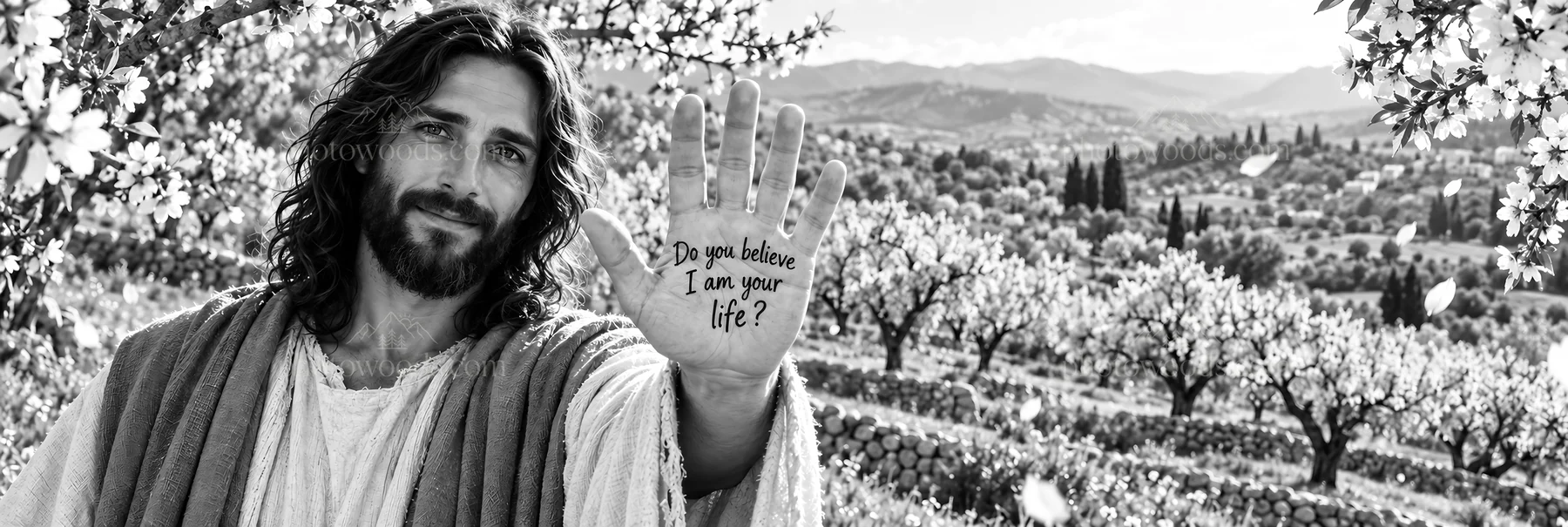 Jesus Christ asking, Do you believe I am your life? - AI-generated stock image