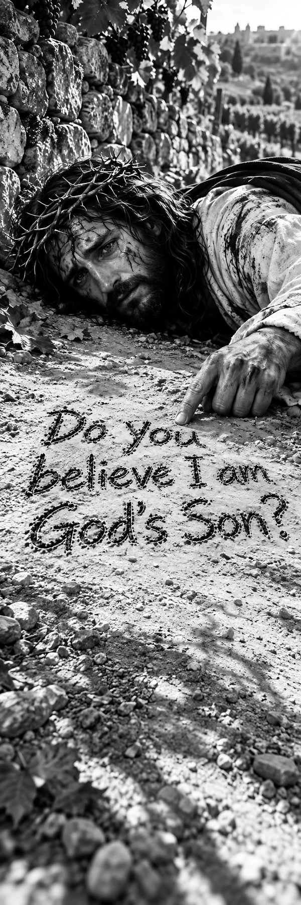 Jesus Christ asking about belief in God's Son - AI-generated stock image