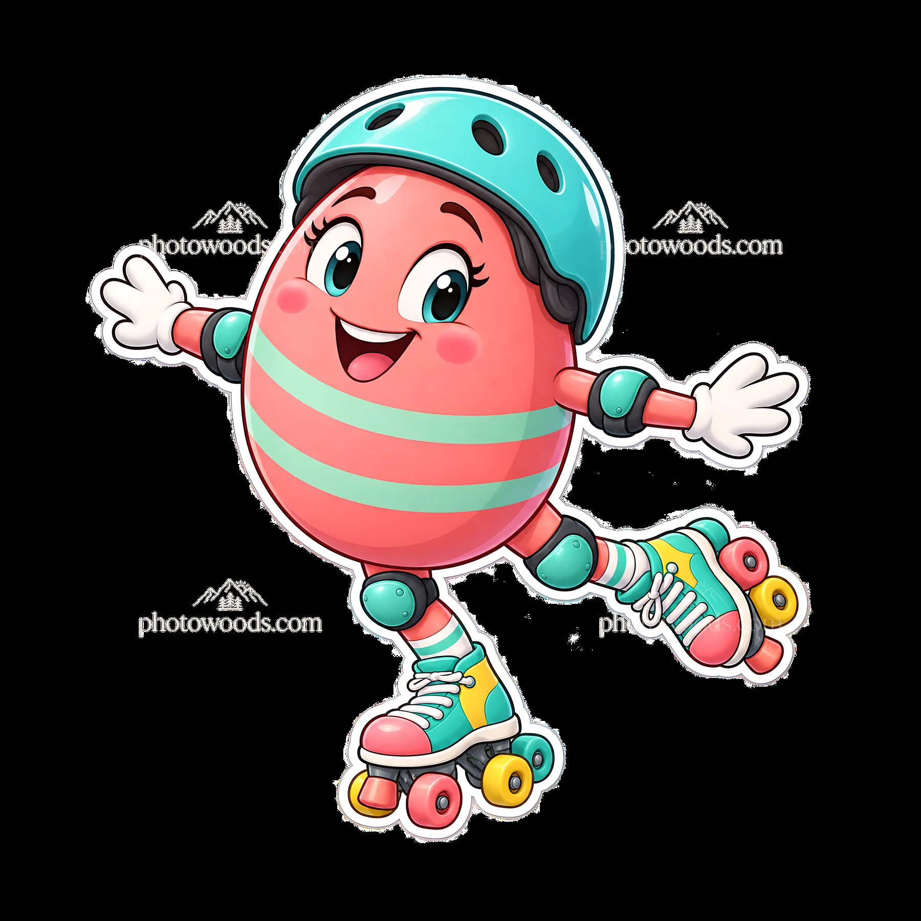 Cheerful Cartoon Figure on Roller Skates - AI-generated stock image
