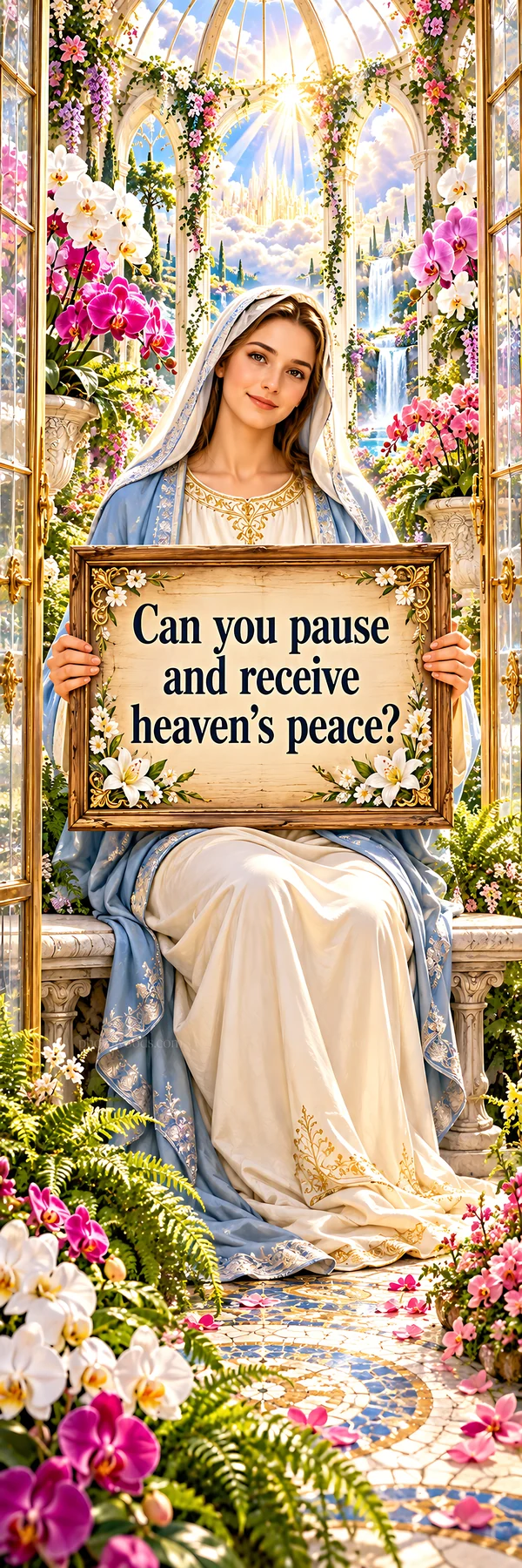 Jesus Christ inviting to pause and receive heaven's peace - AI-generated stock image