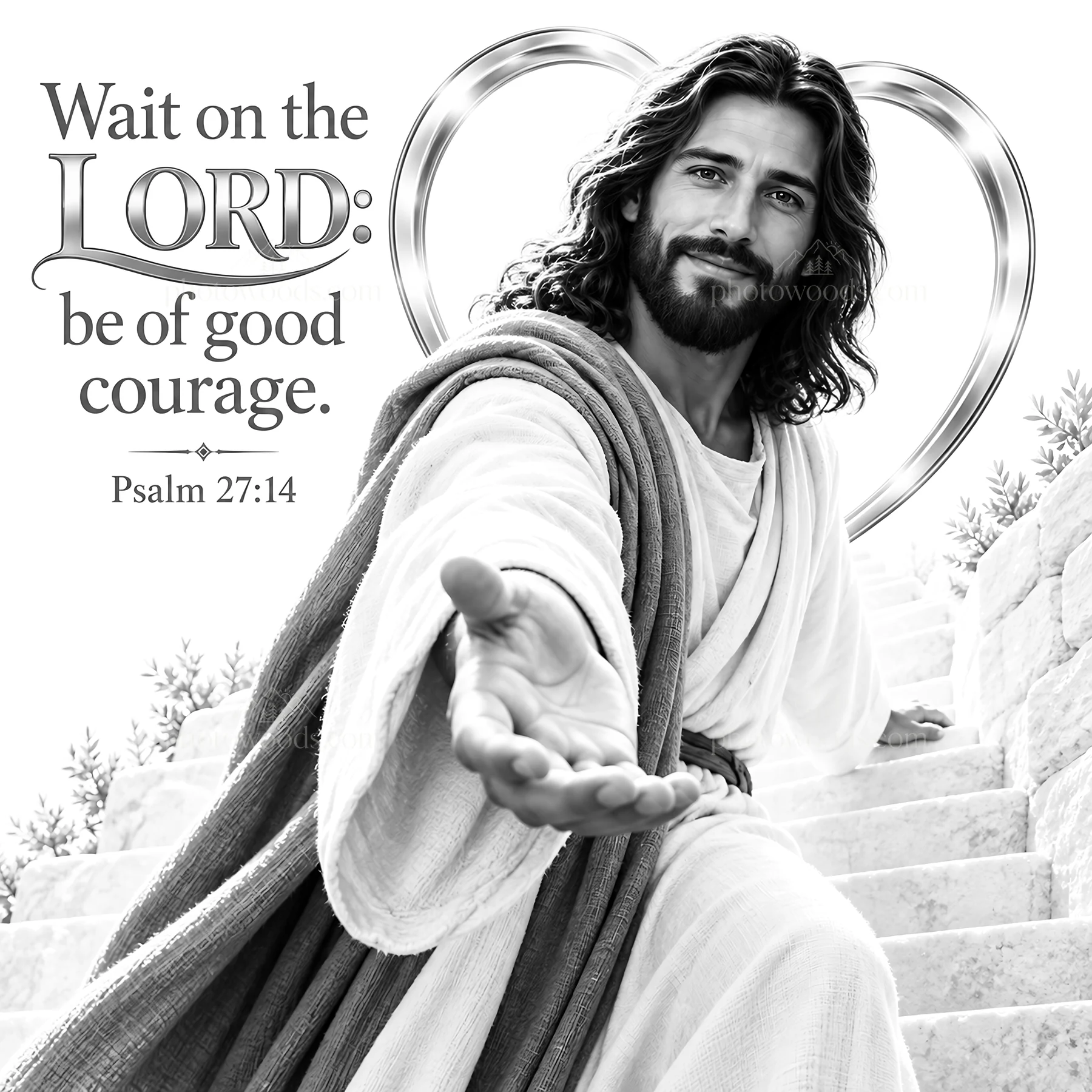Jesus Christ reaching out with a message of hope - AI-generated stock image