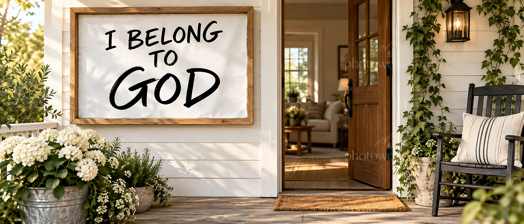 Jesus Christ welcomes believers in a home setting - AI-generated stock image