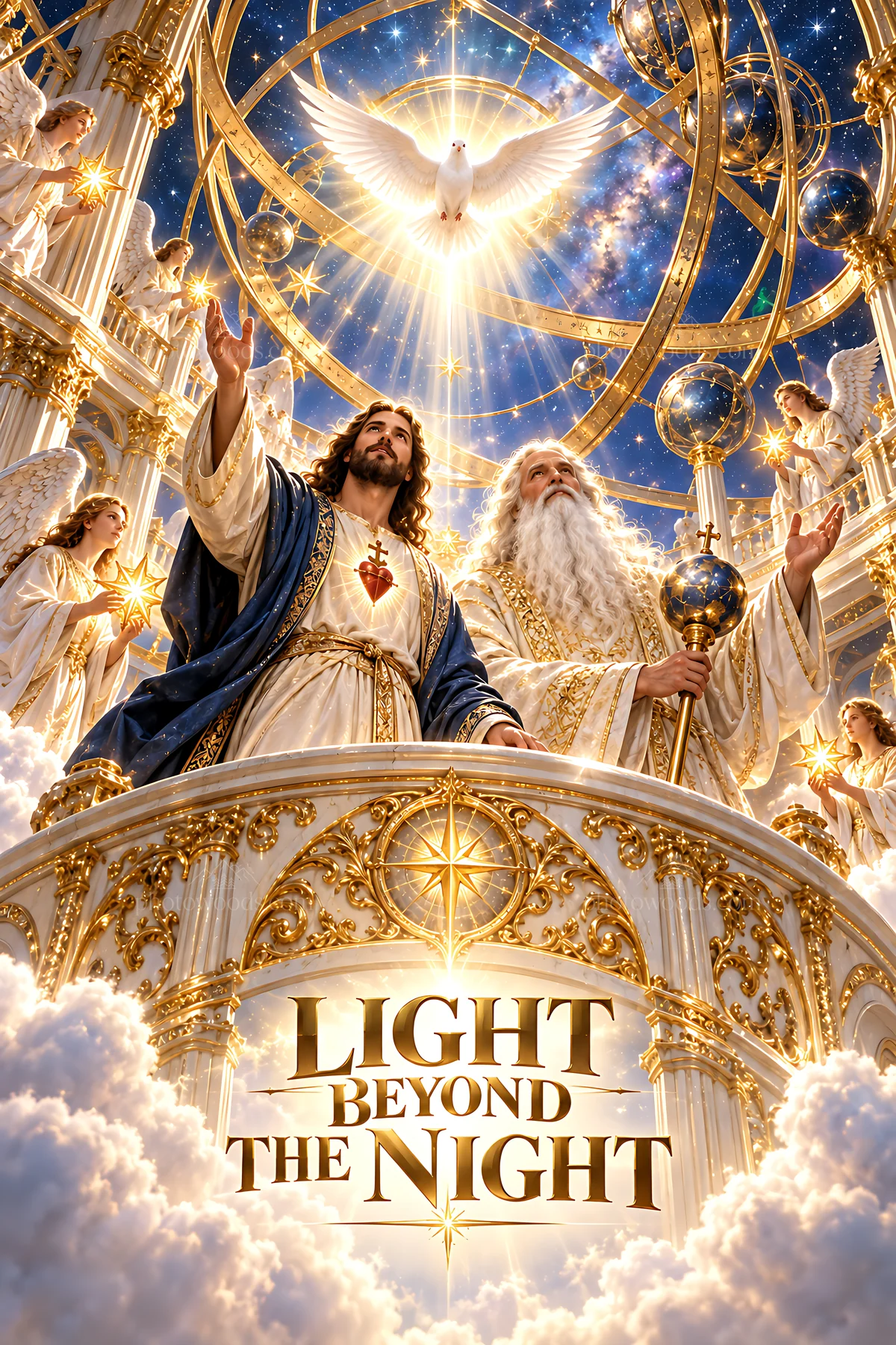 Light beyond the night in a heavenly scene - AI-generated stock image