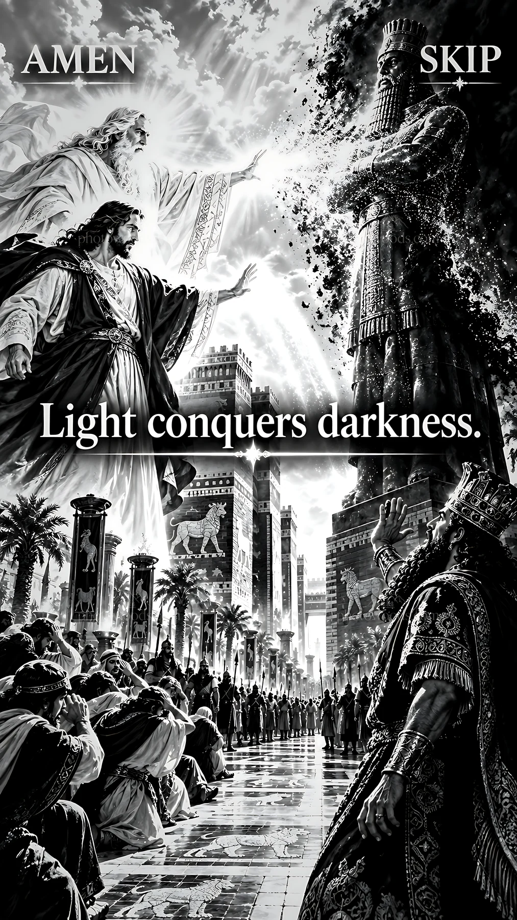 Jesus Christ brings light to a dark world - AI-generated stock image