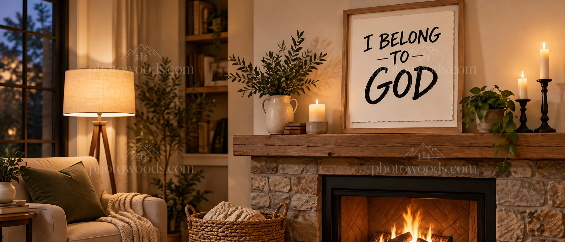 Jesus Christ in a cozy home setting with a message of faith - AI-generated stock image