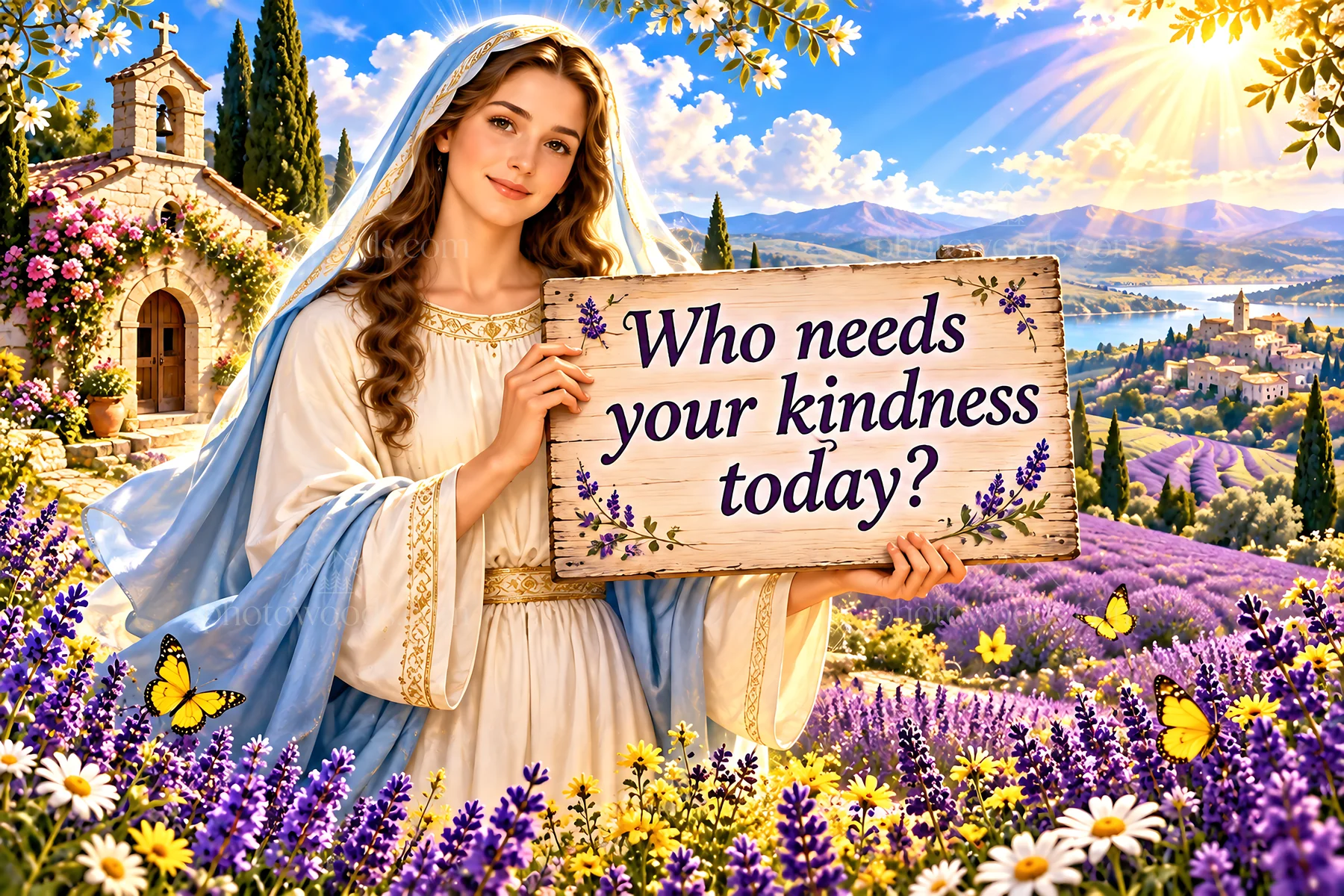 Jesus Christ sharing a message of kindness and compassion - AI-generated stock image