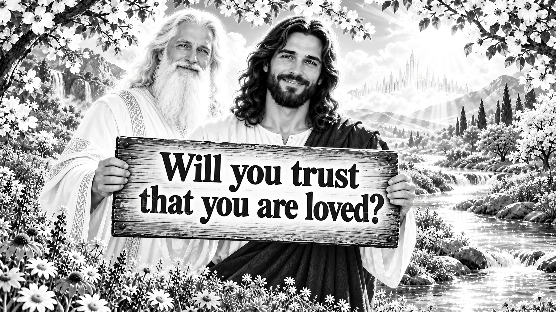 Jesus Christ invites trust in love - AI-generated stock image