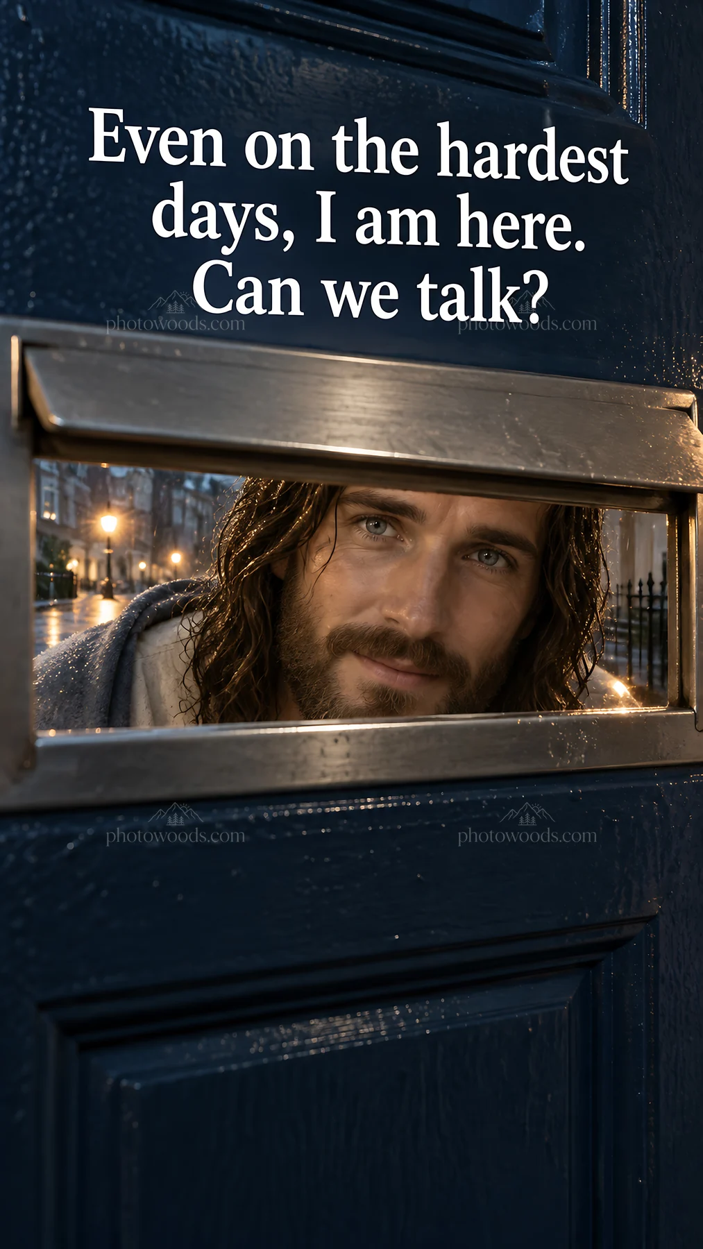 Jesus Christ offers support and invites a conversation - AI-generated stock image