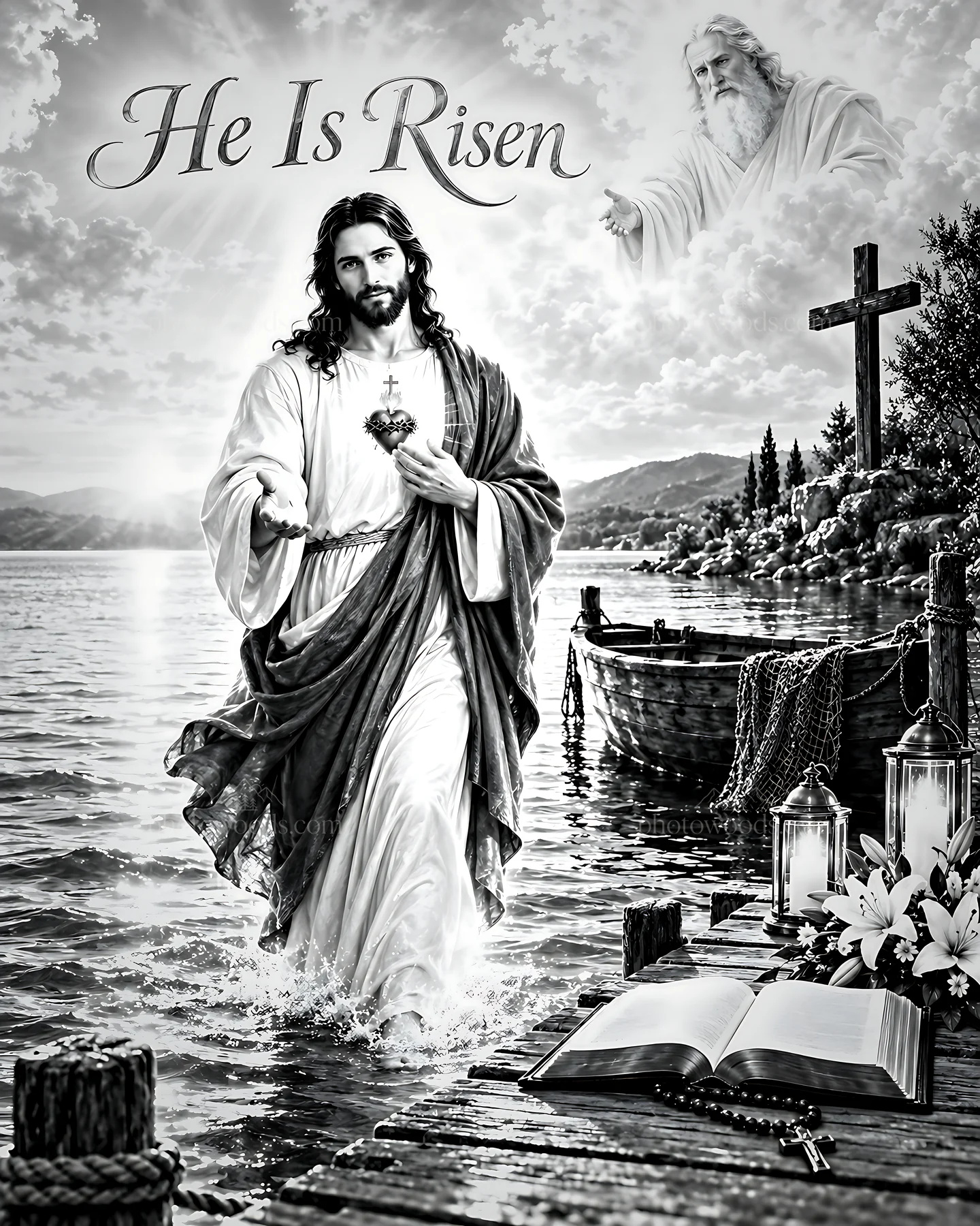 Resurrection by the sea - AI-generated stock image