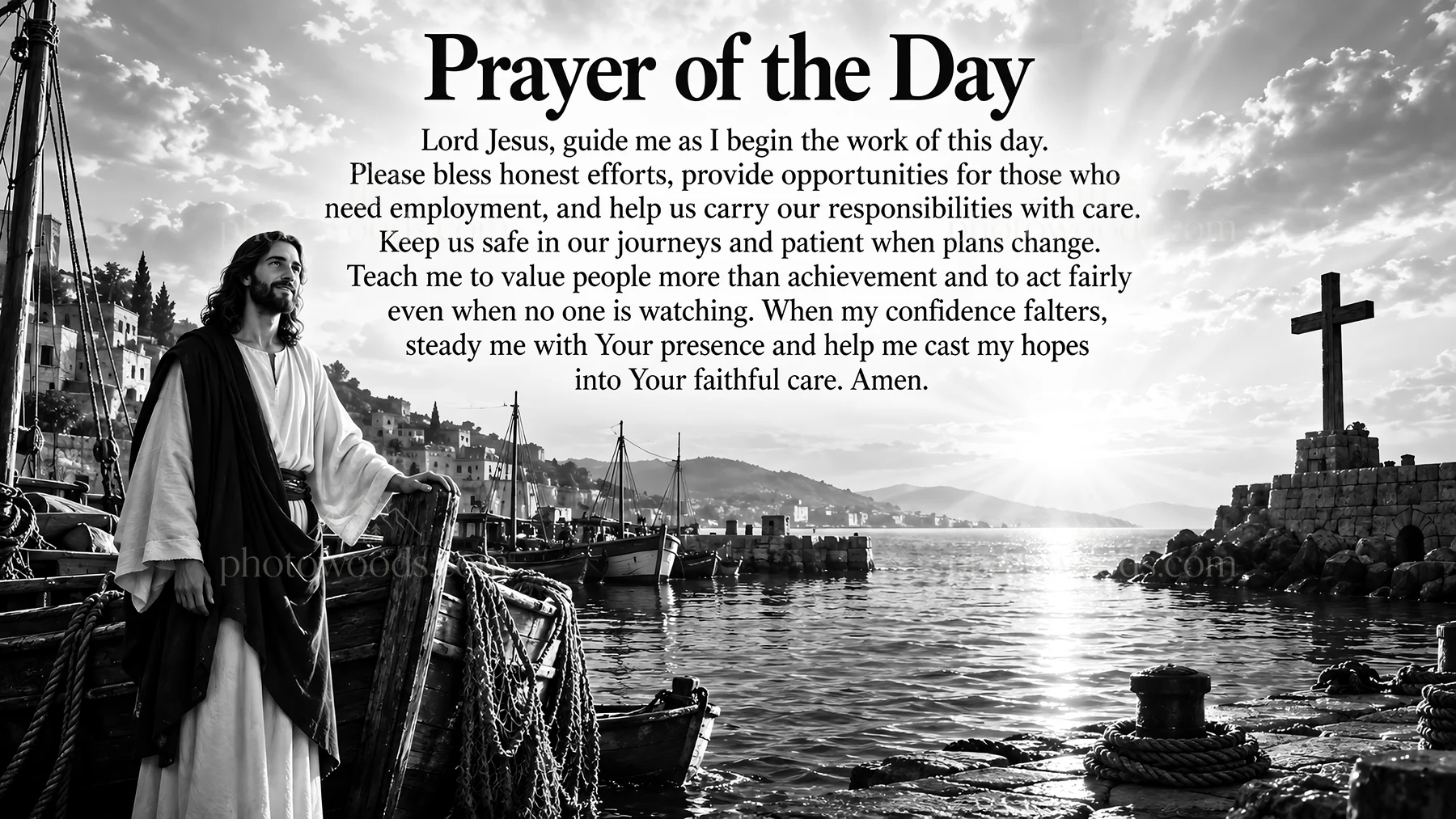 Jesus Christ offering guidance through prayer - AI-generated stock image