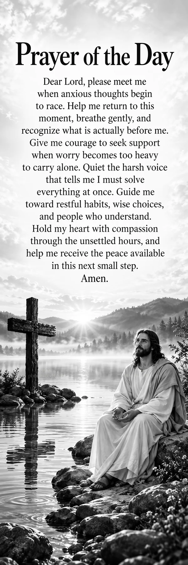 Jesus Christ offers a prayer for peace and guidance - AI-generated stock image