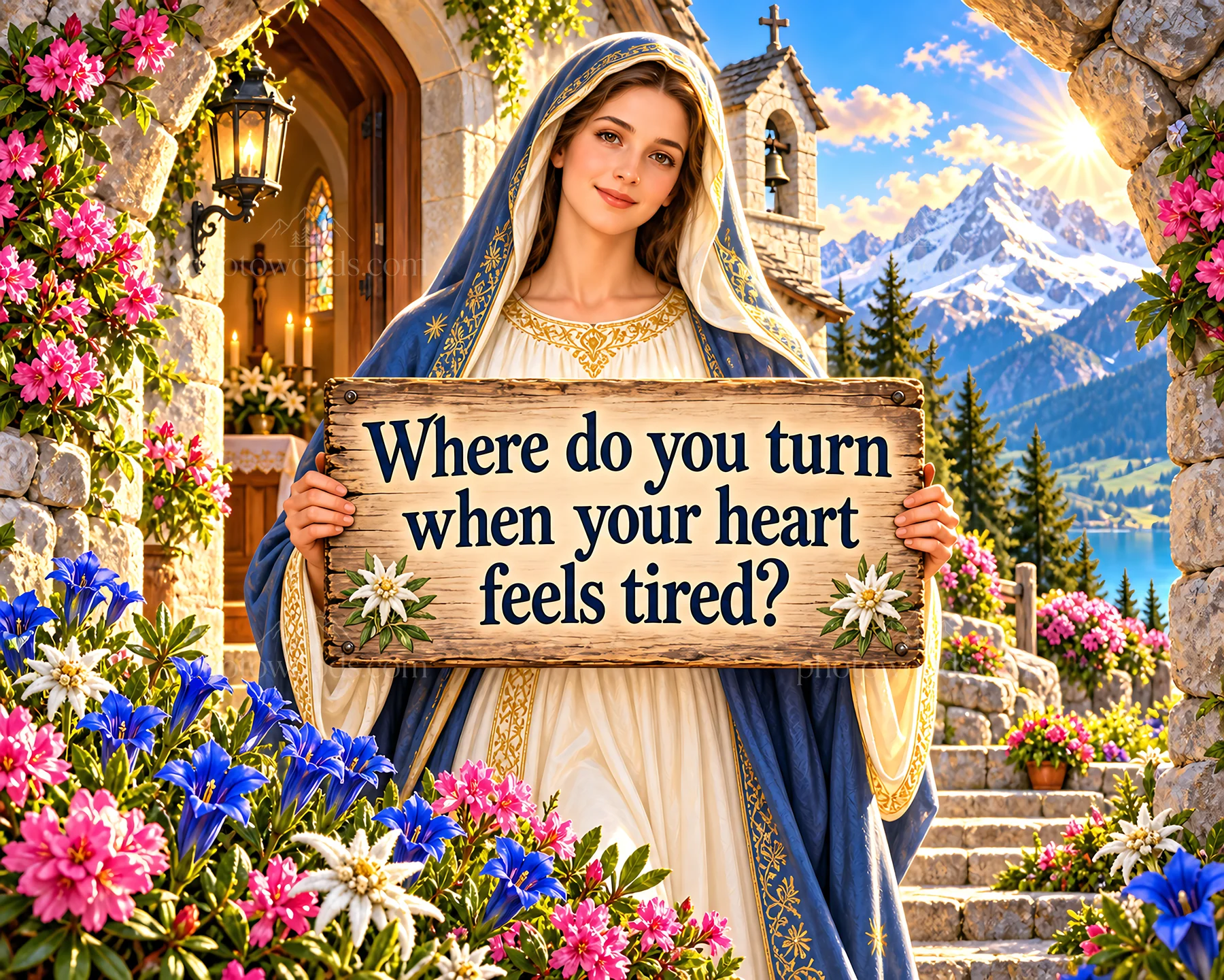 Jesus Christ welcoming the viewer with heartwarming message - AI-generated stock image