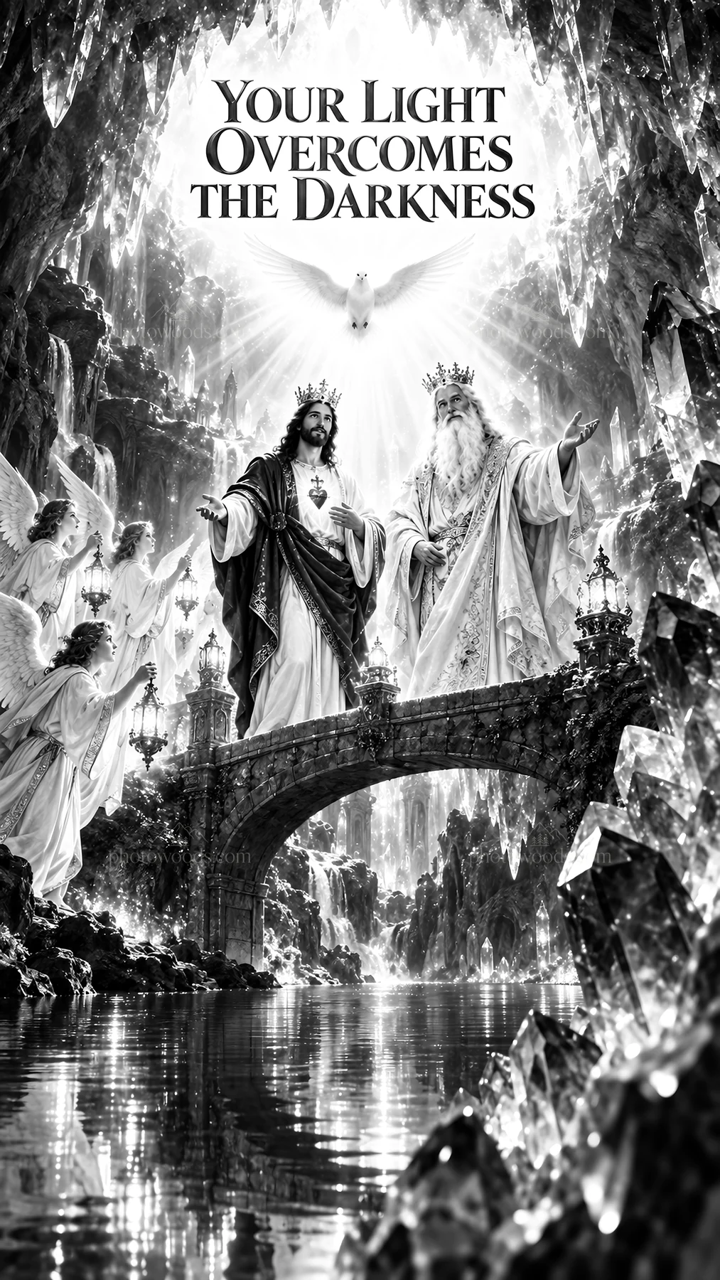 Jesus Christ and God the Father communicating in a spiritual realm - AI-generated stock image