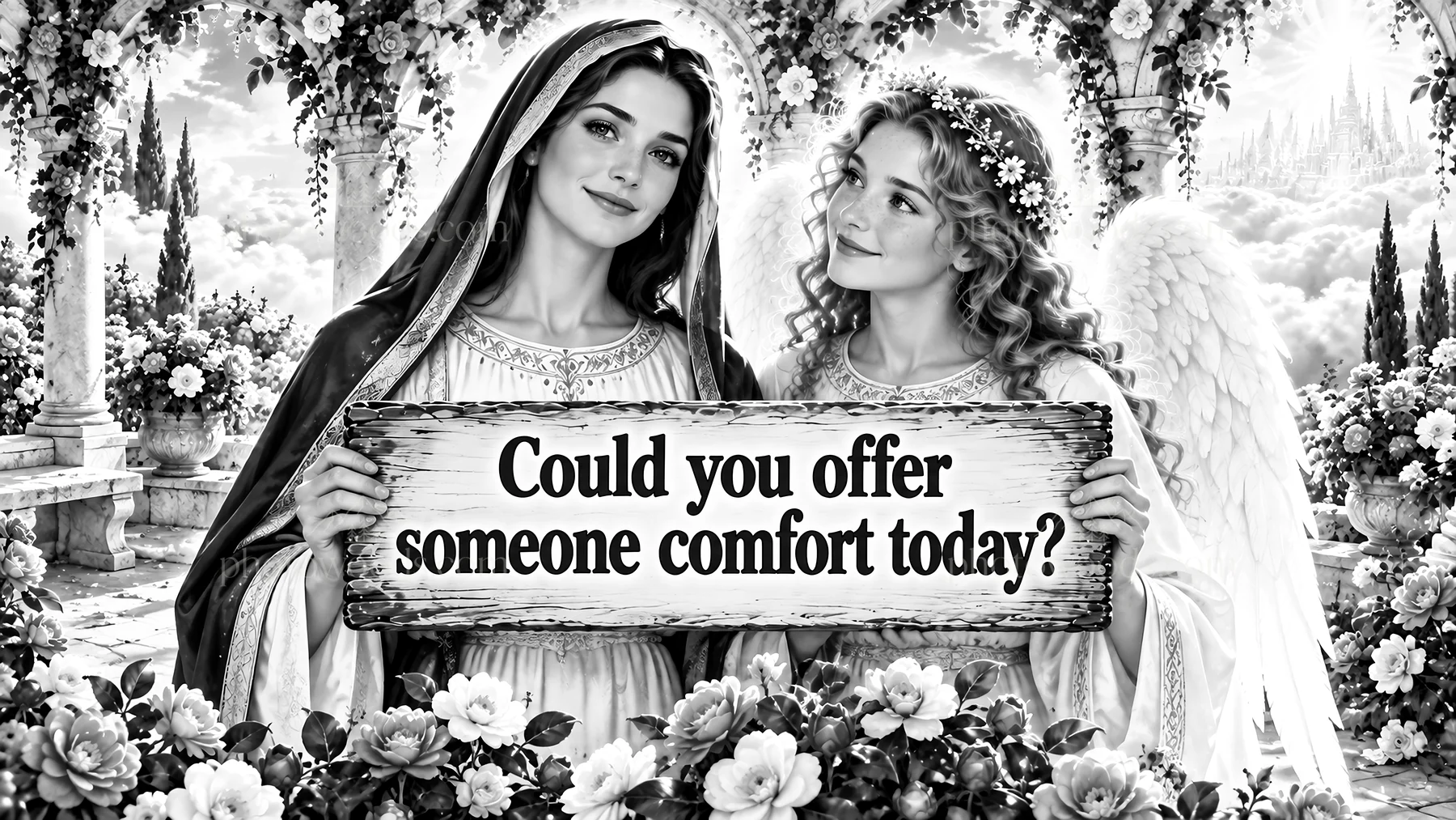 Jesus Christ offering comfort through a message of compassion - AI-generated stock image