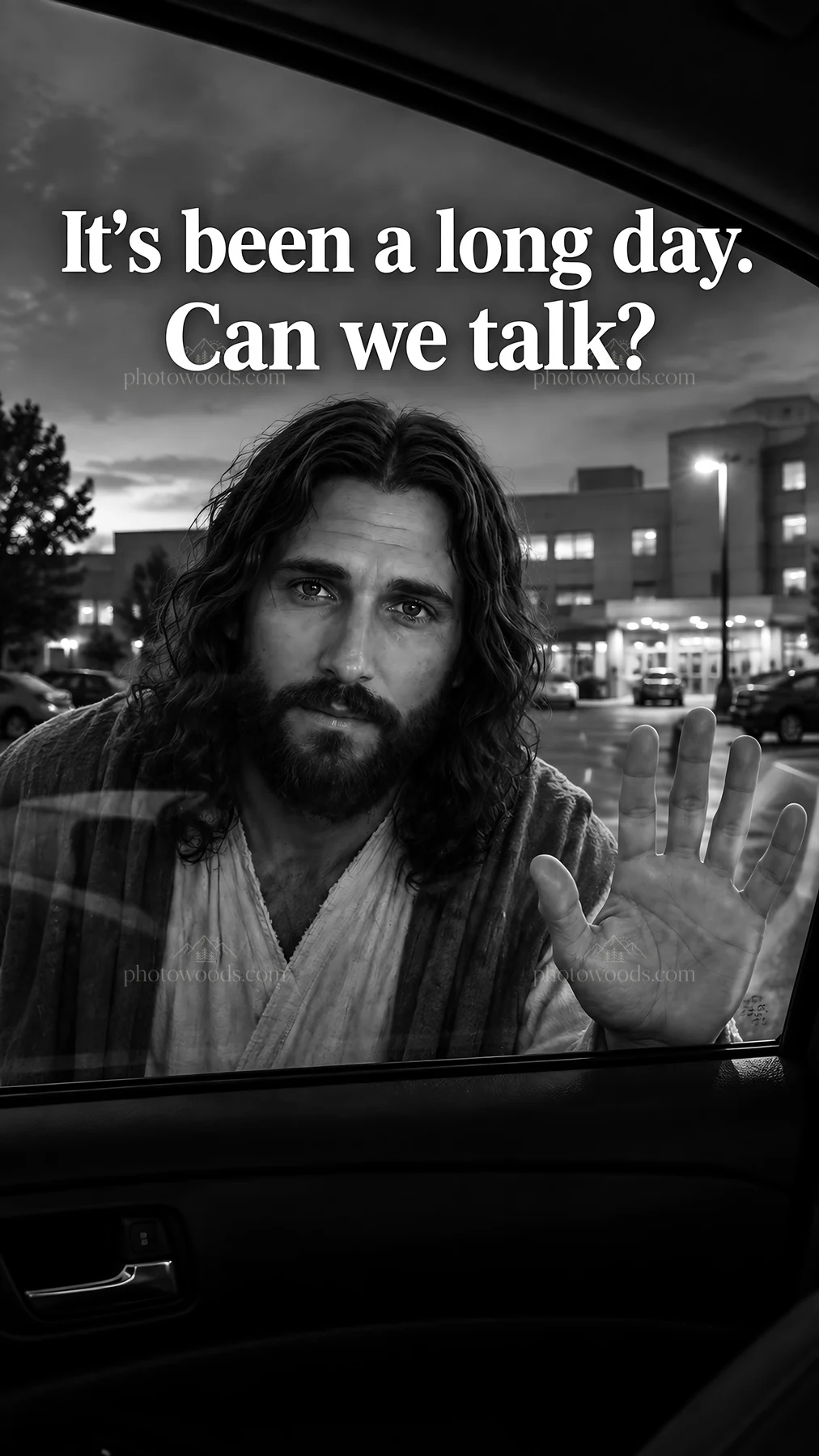 Jesus Christ reaching out to comfort and converse - AI-generated stock image