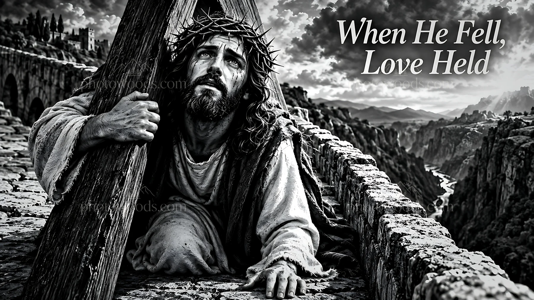 When he fell, love held on a rocky path - AI-generated stock image