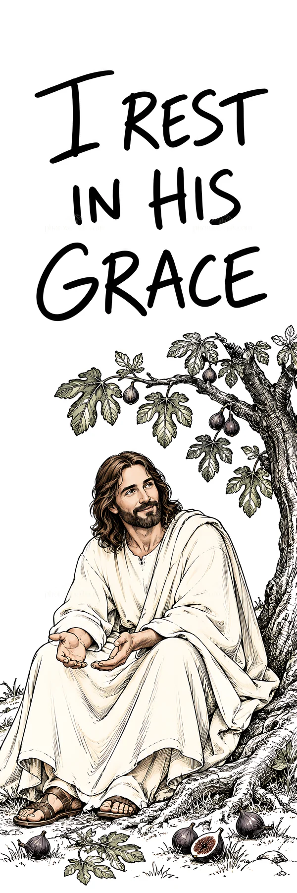 Jesus Christ sitting under a tree sharing grace - AI-generated stock image