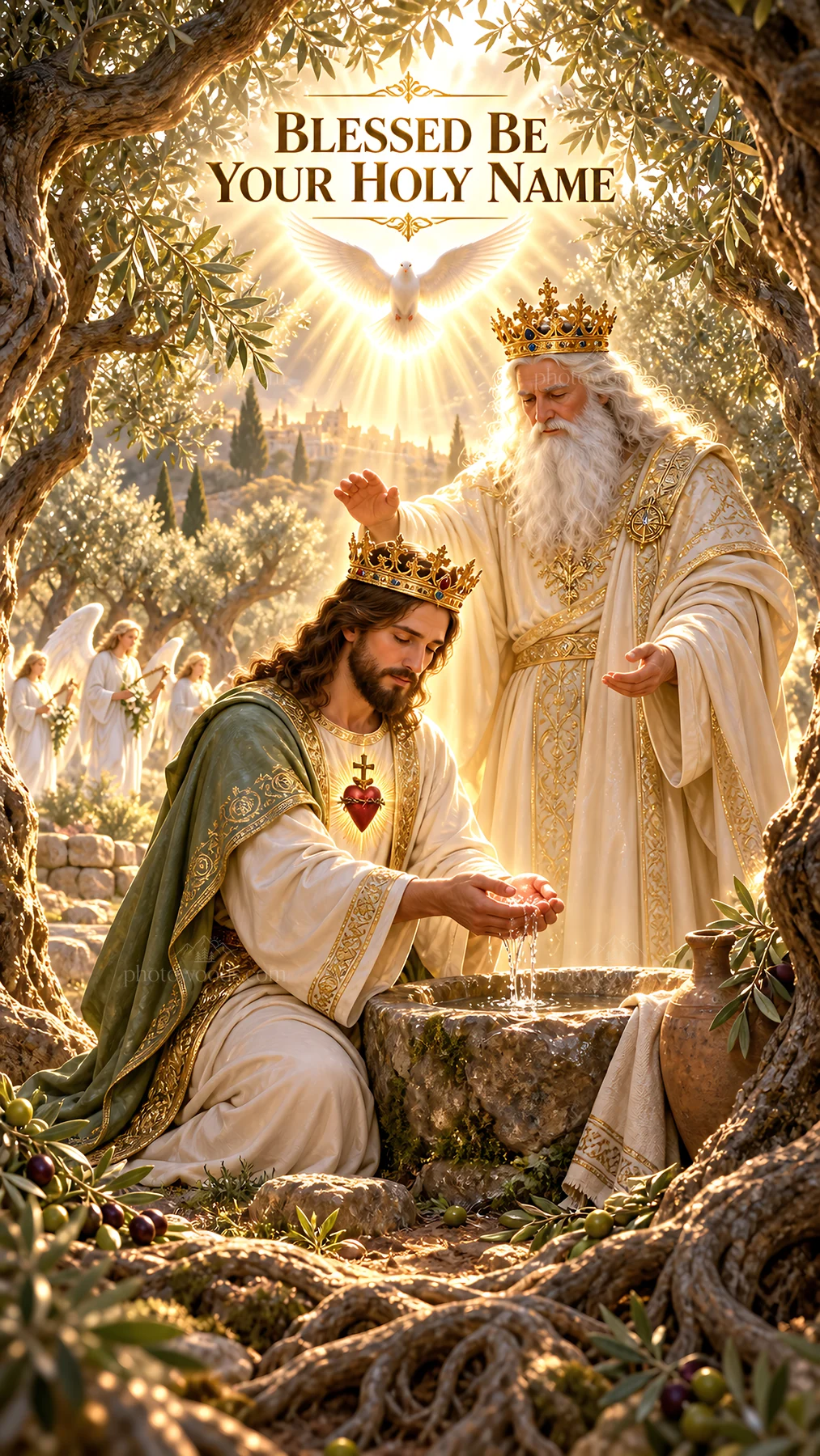 Jesus Christ in a divine scene with celebration and worship - AI-generated stock image