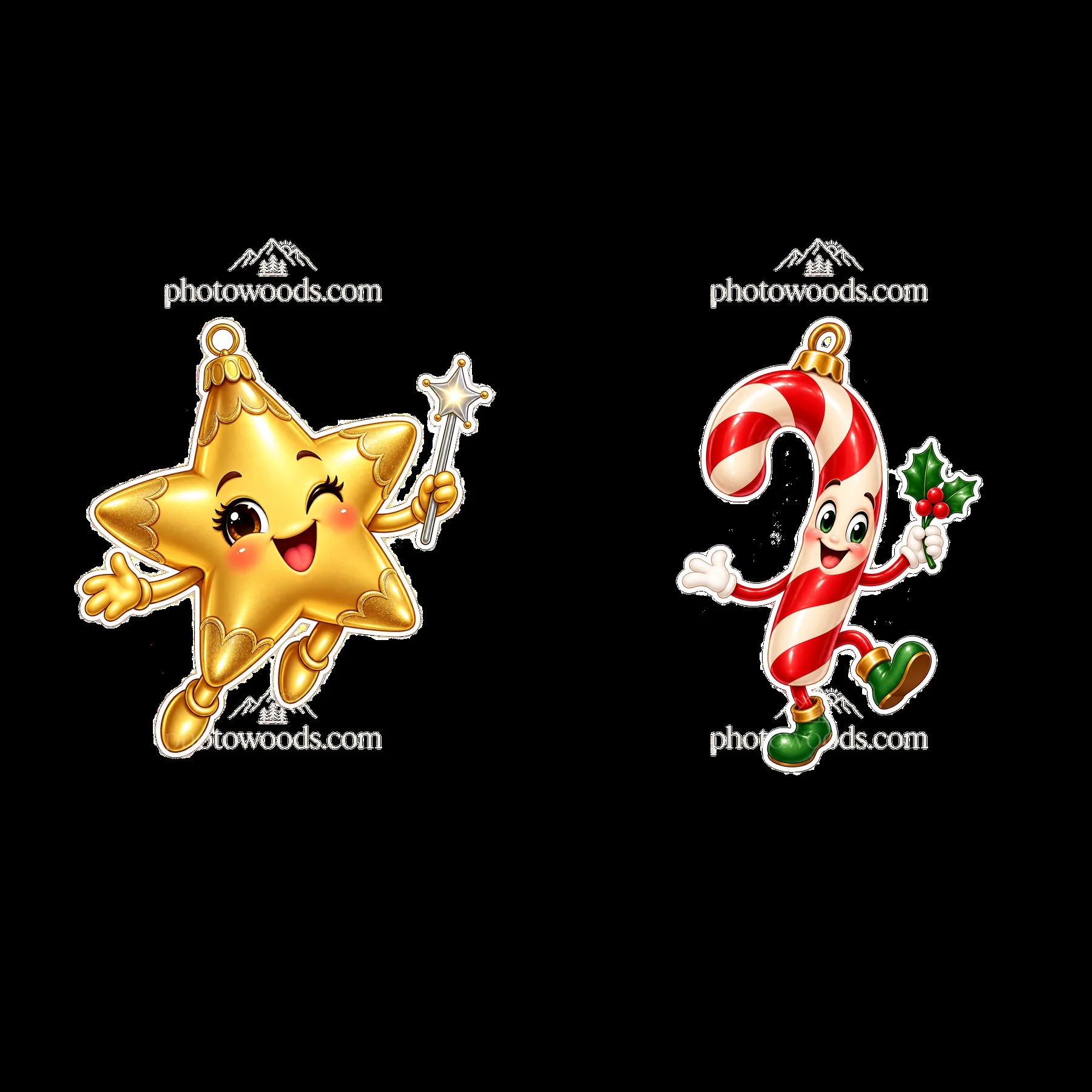 Two isolated cartoon figure stickers - AI-generated stock image