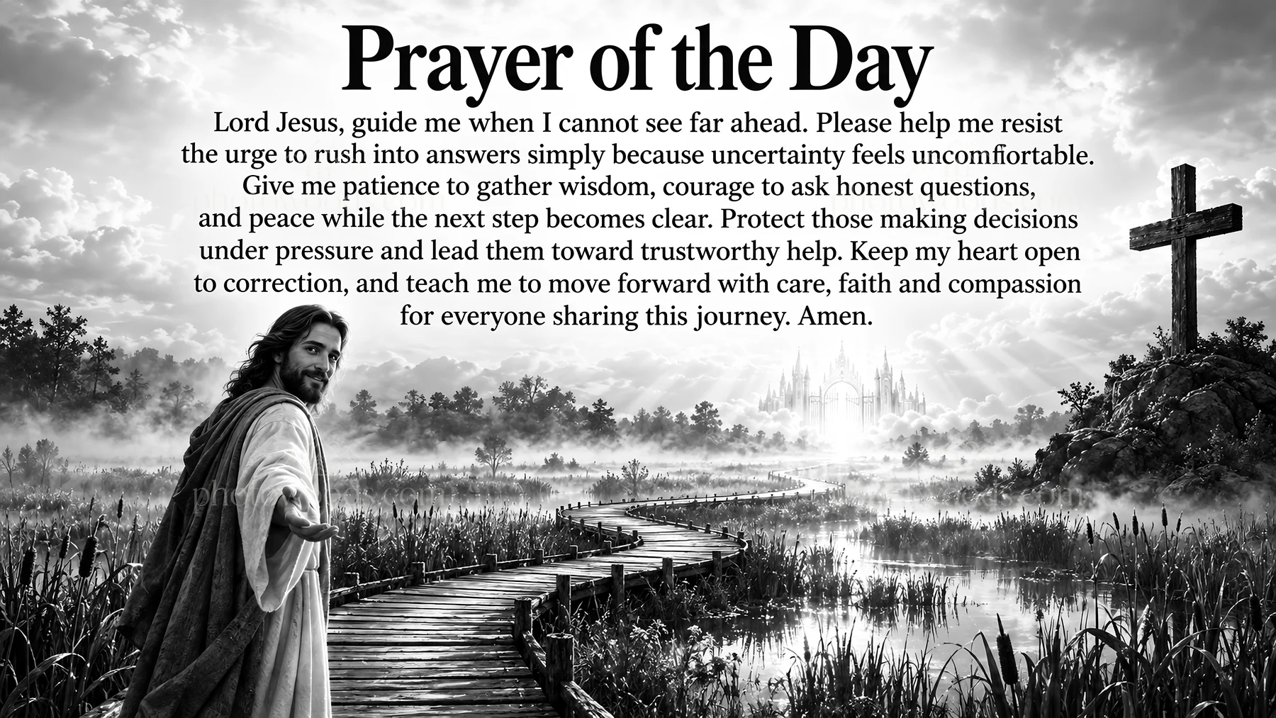 Jesus Christ guiding with prayer and seeking wisdom - AI-generated stock image