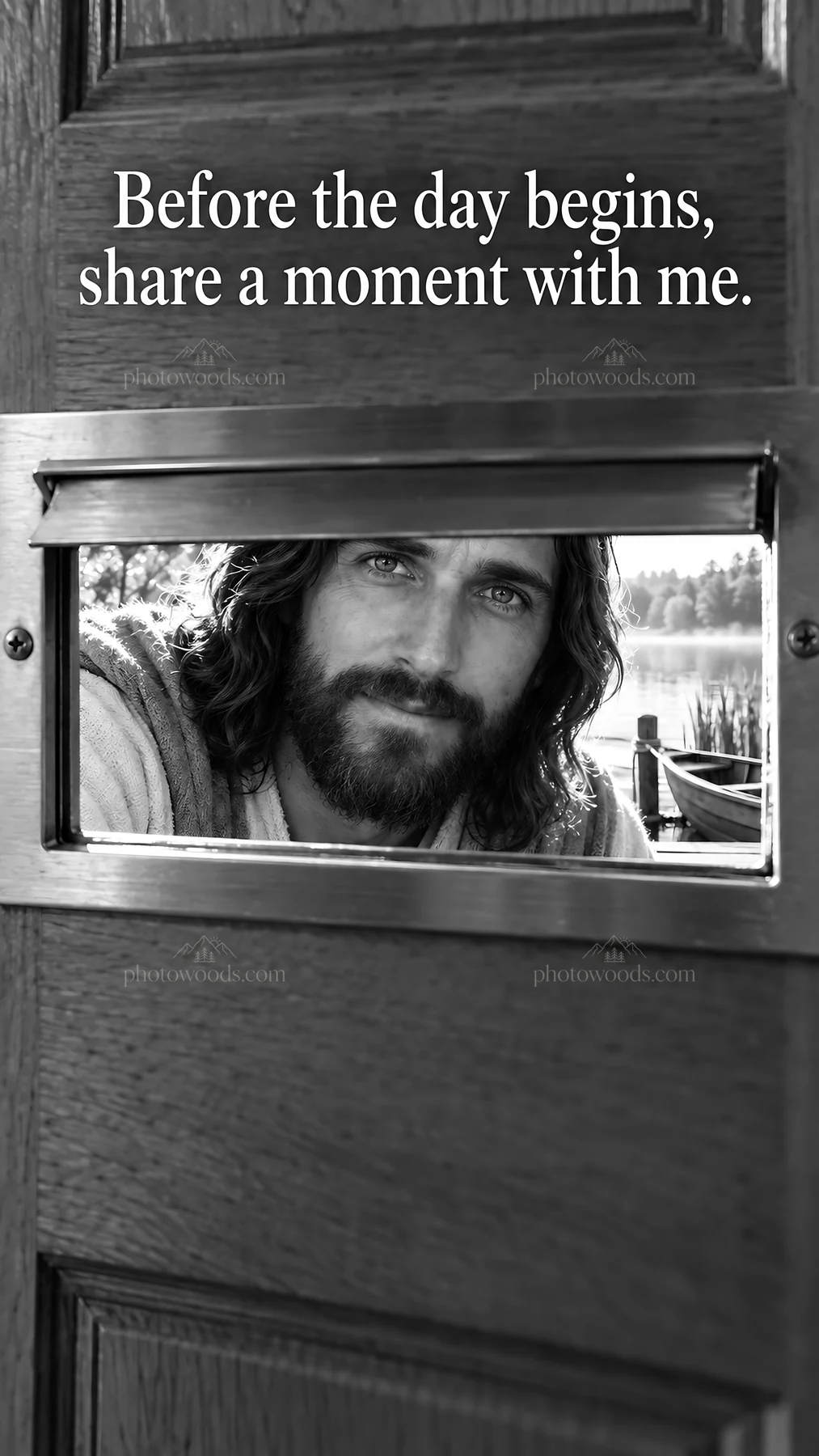Jesus Christ inviting connection through a door - AI-generated stock image