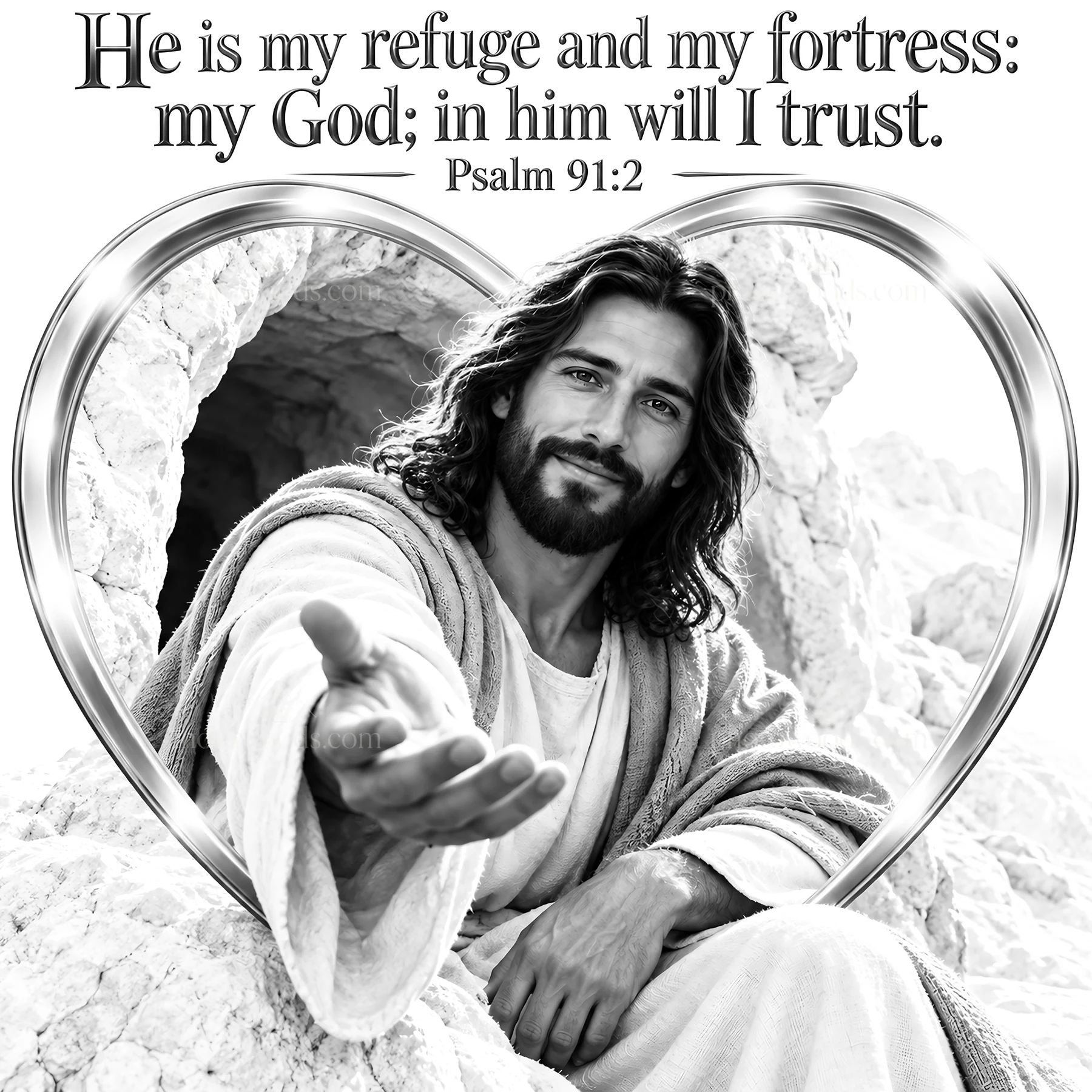Jesus Christ offers comfort and reassurance to the viewer - AI-generated stock image