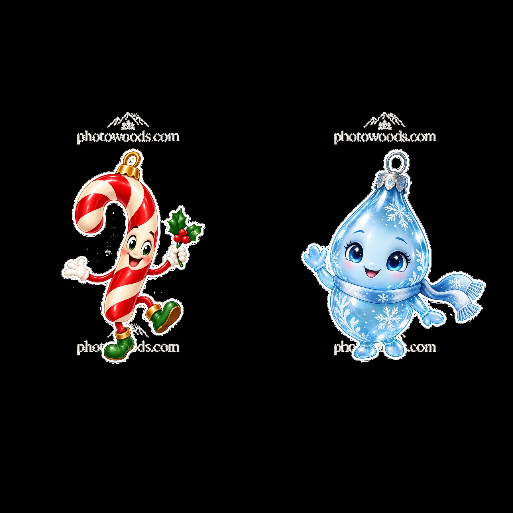Two isolated cartoon figure stickers - AI-generated stock image