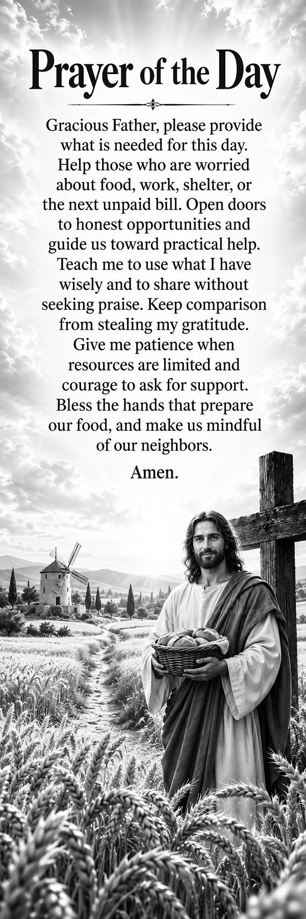 Jesus Christ guides in prayer for daily needs - AI-generated stock image