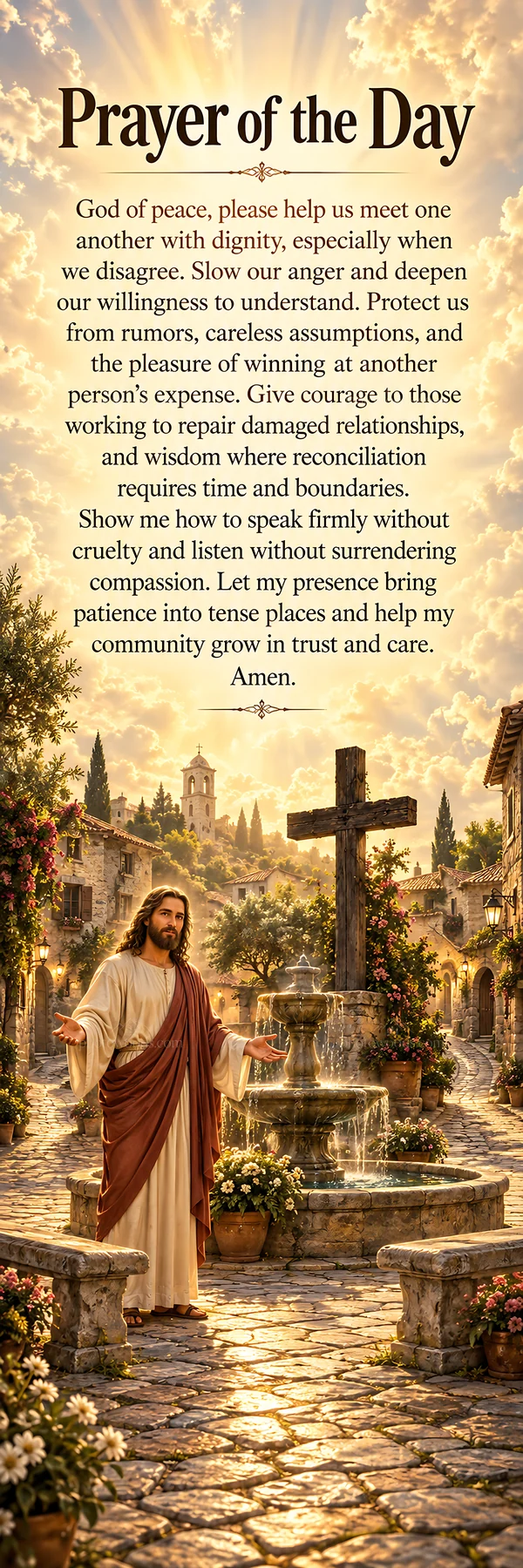 Jesus Christ guiding through prayer and community care - AI-generated stock image