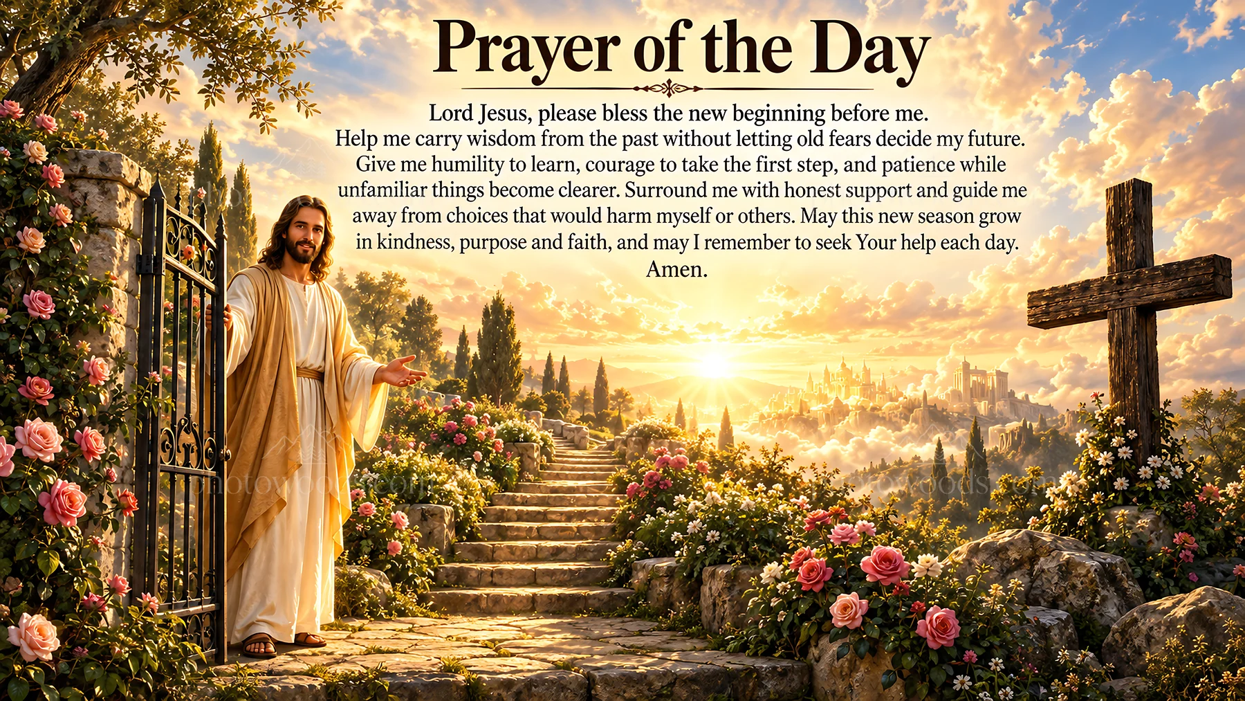 Jesus Christ offering guidance in a garden setting - AI-generated stock image