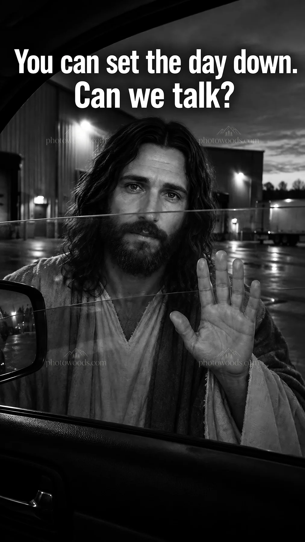 Jesus Christ reaching out, inviting conversation with compassion - AI-generated stock image