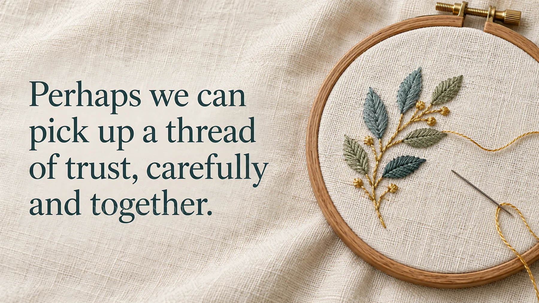 Embroidery Greeting About Rebuilding Trust - AI-generated stock image