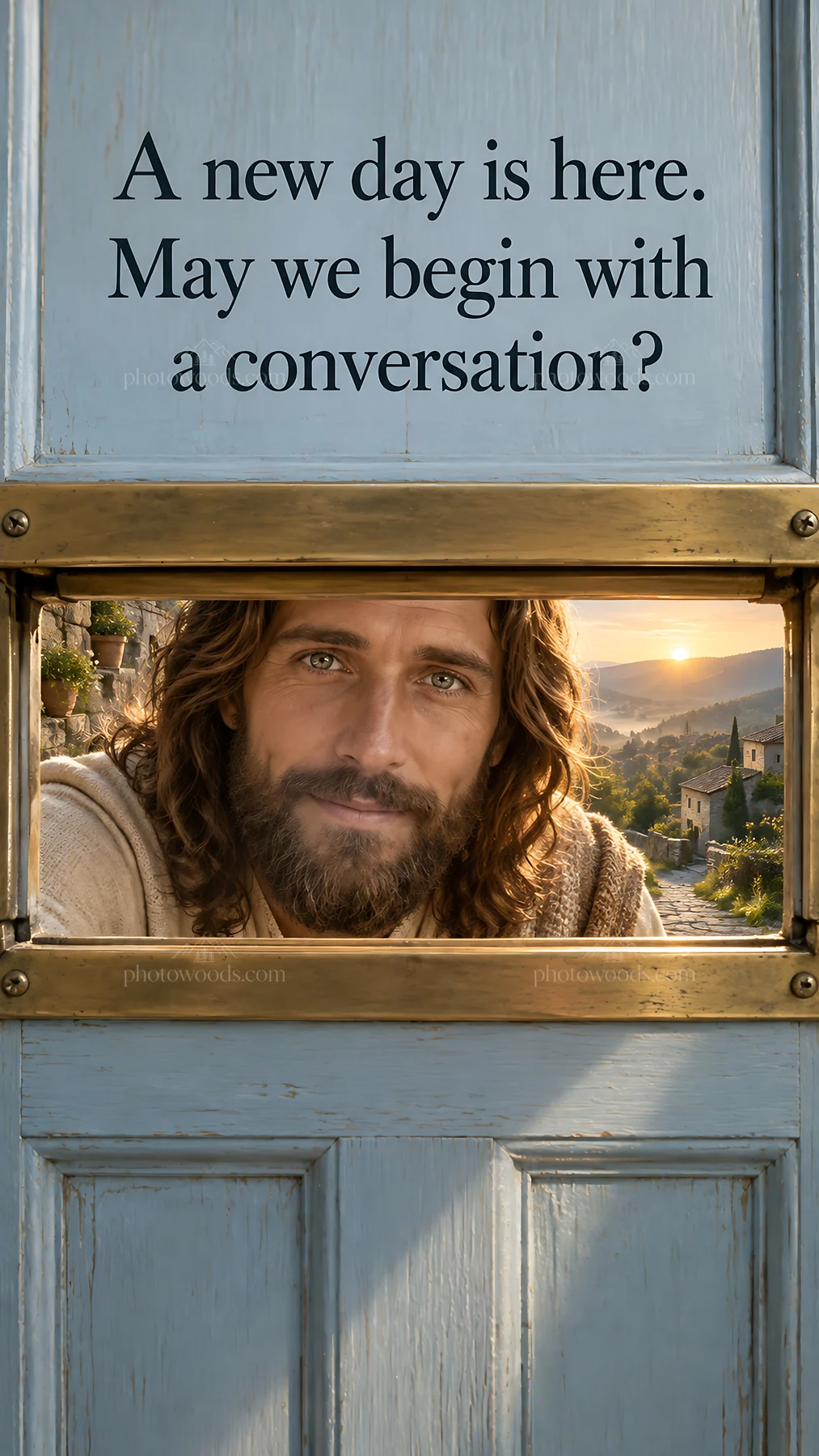 Jesus Christ welcomes viewers for a new day’s conversation - AI-generated stock image