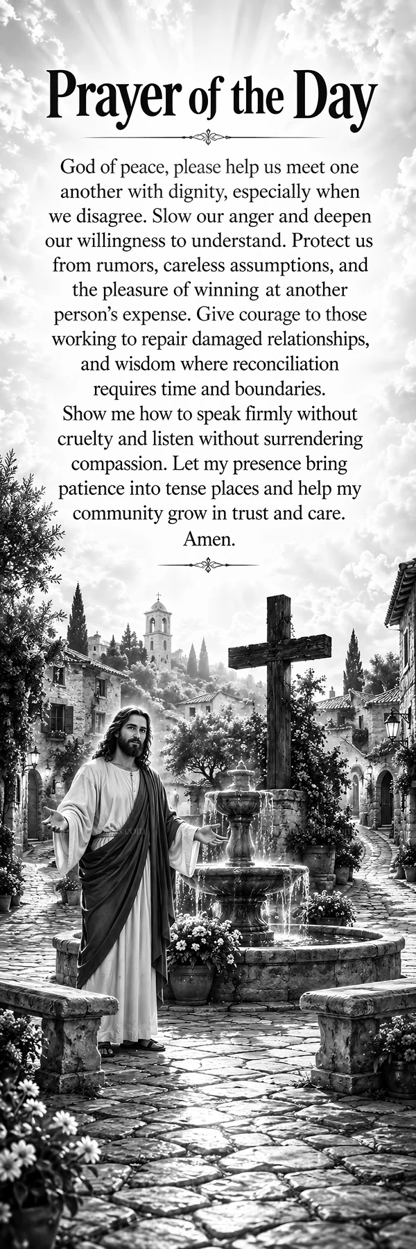 Jesus Christ guiding towards reconciliation and understanding - AI-generated stock image